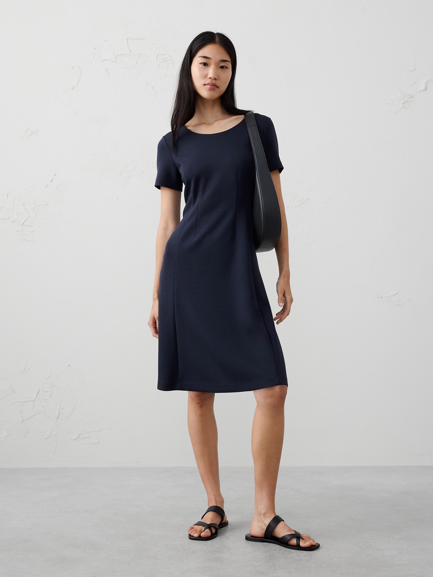 Soft Touch Knee-Length Dress - Preppy Navy