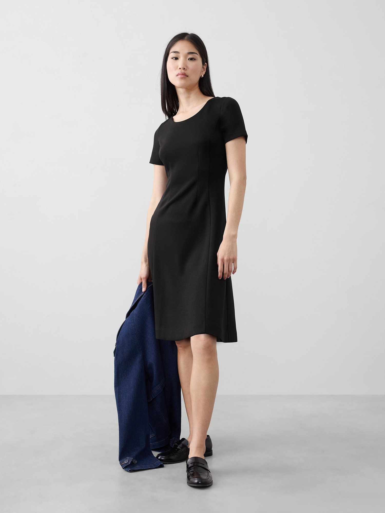 Soft Touch Knee-Length Dress - Black