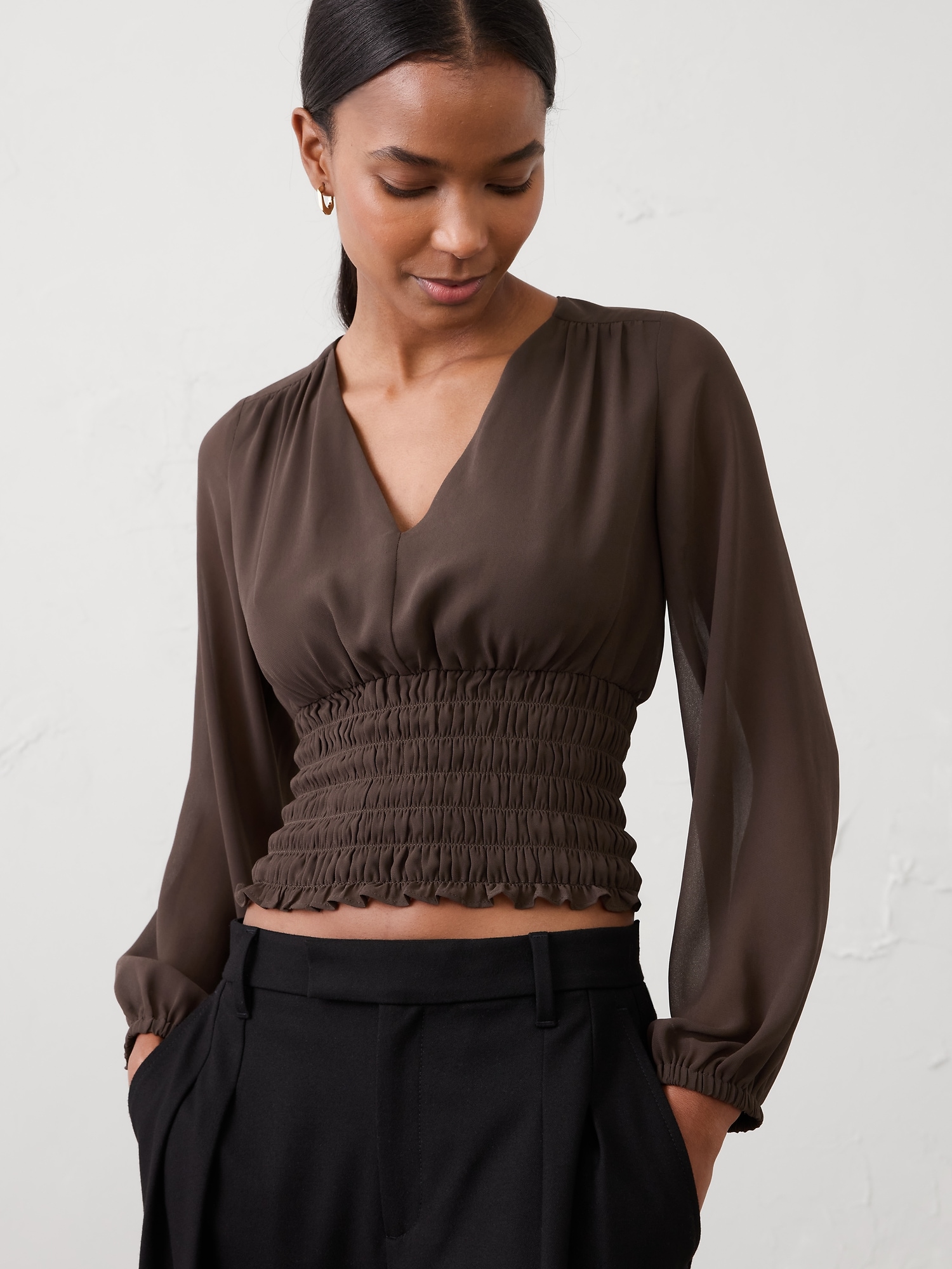 Ruched V-Neck Top