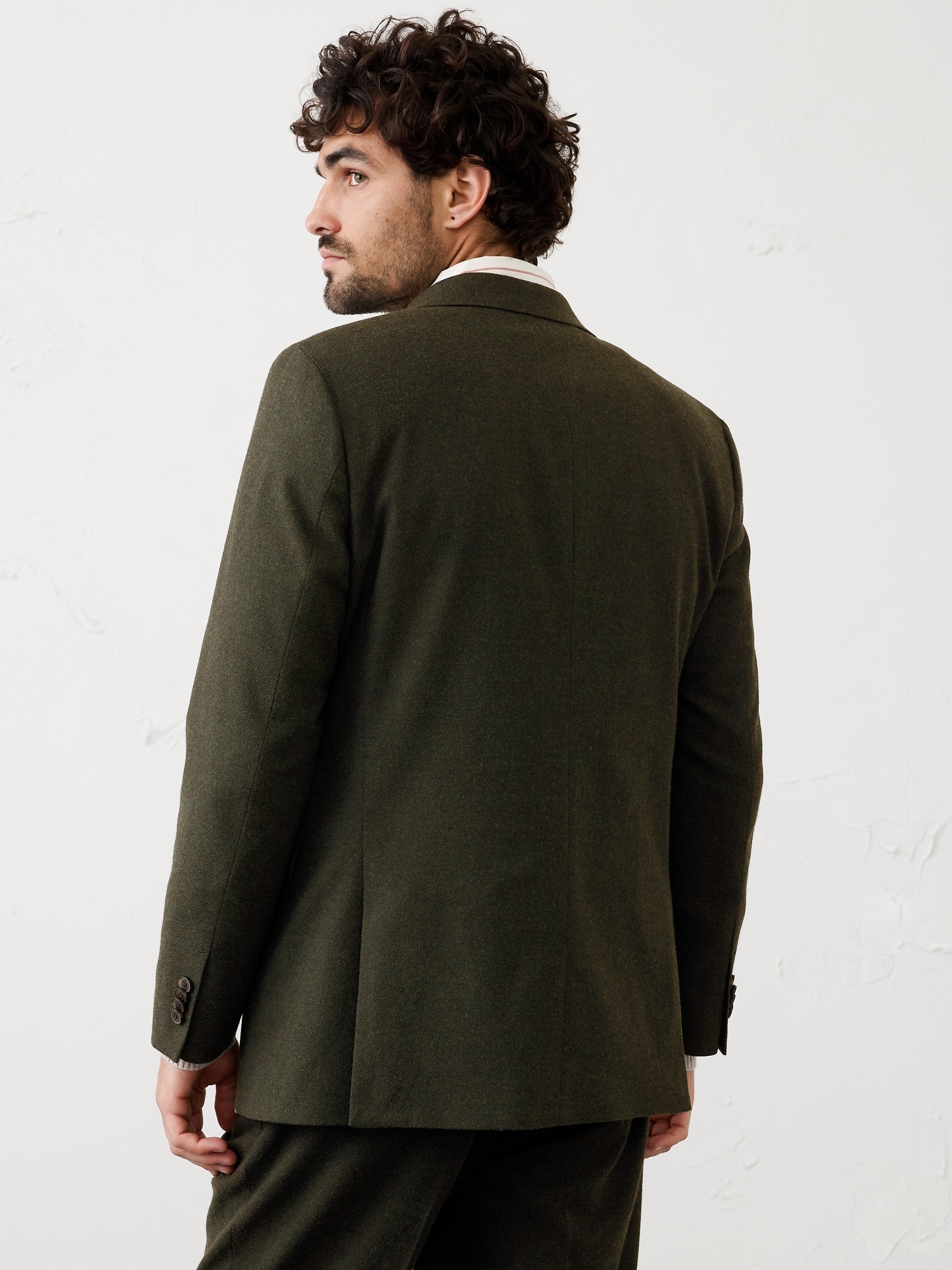 Image number 2 showing, Tailored-Fit Flannel Herringbone Suit Jacket