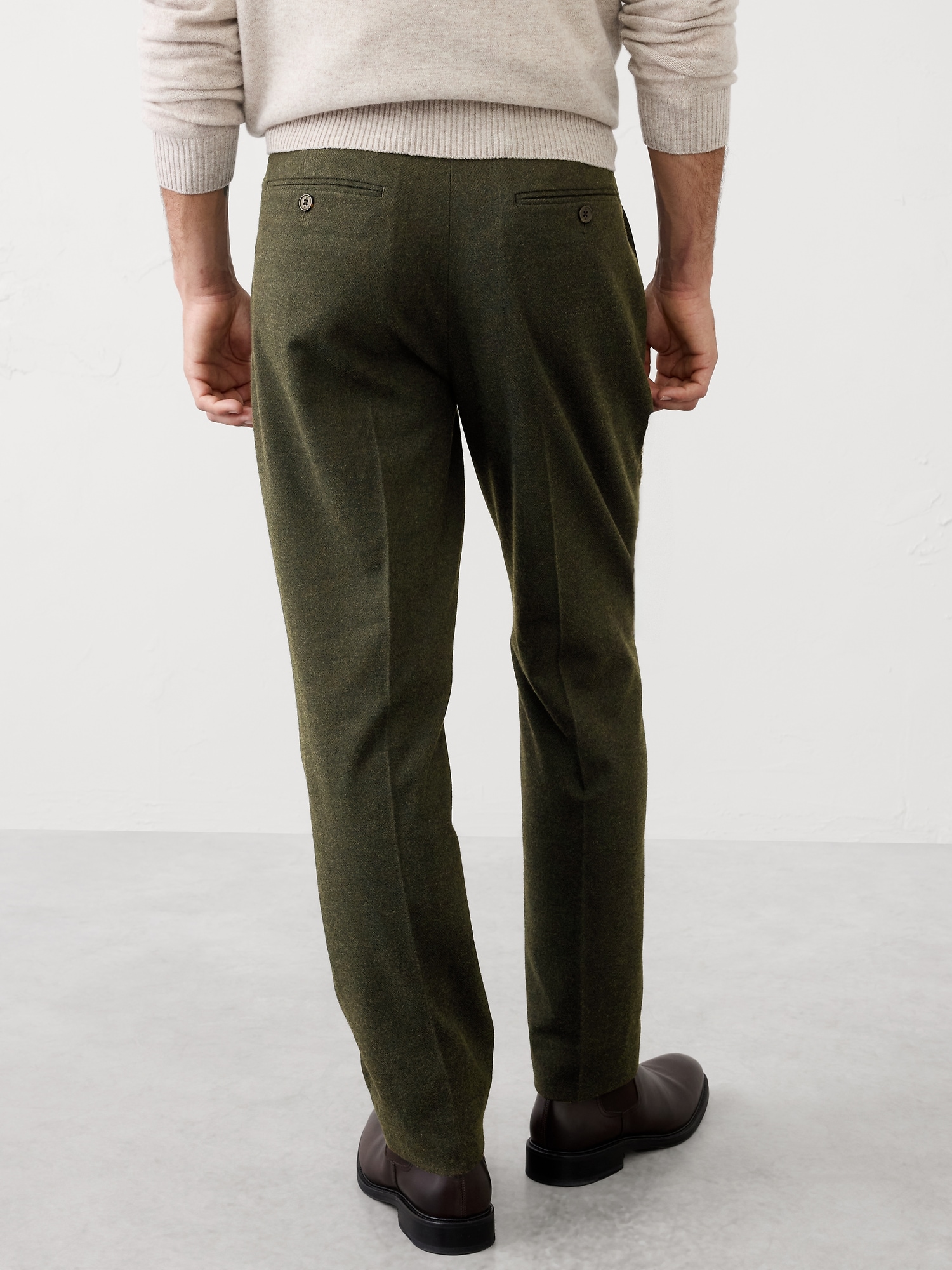 Image number 2 showing, Tailored-Fit Flannel Herringbone Suit Trouser