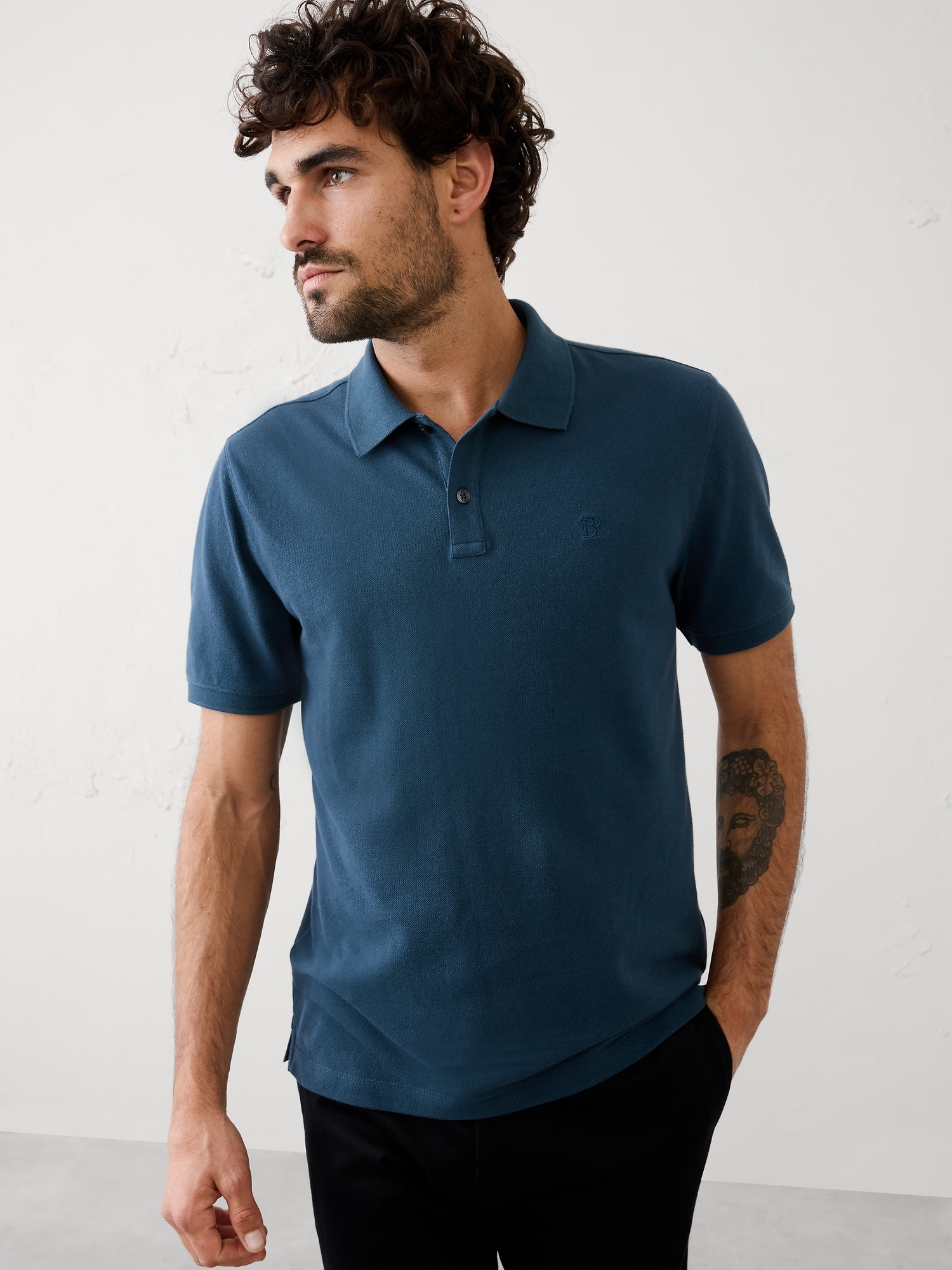 Cotton Pique Polo - Teal Dusk