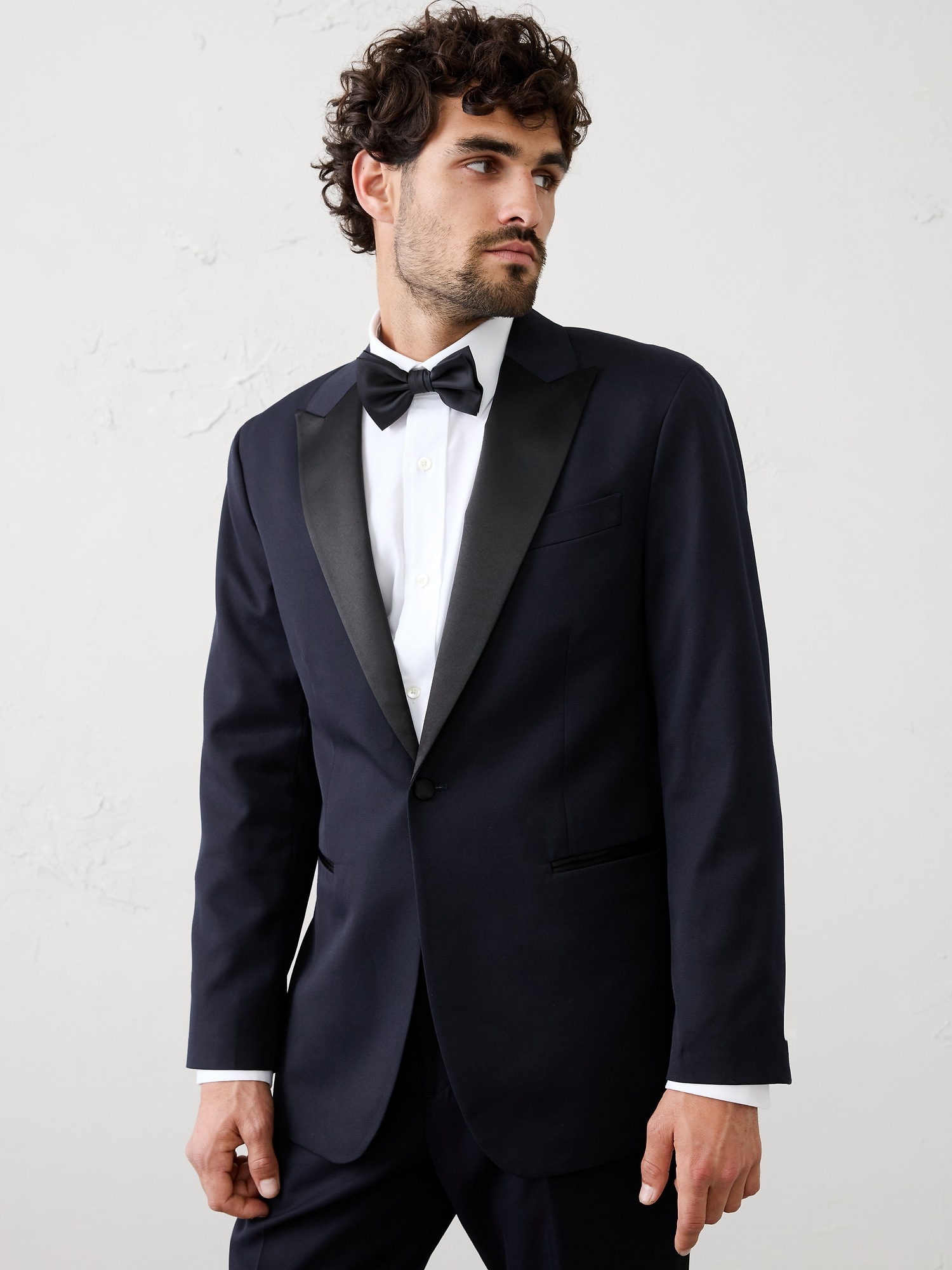 Tailored-Fit Luxe Tuxedo Suit Jacket - True Navy