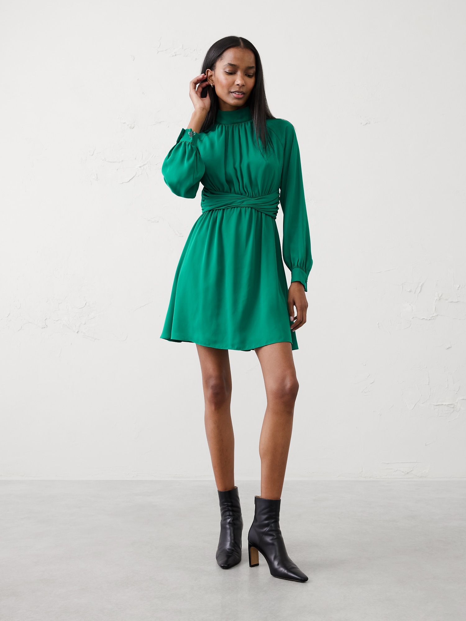 Image number 1 showing, Twisted-Waist Mini Dress