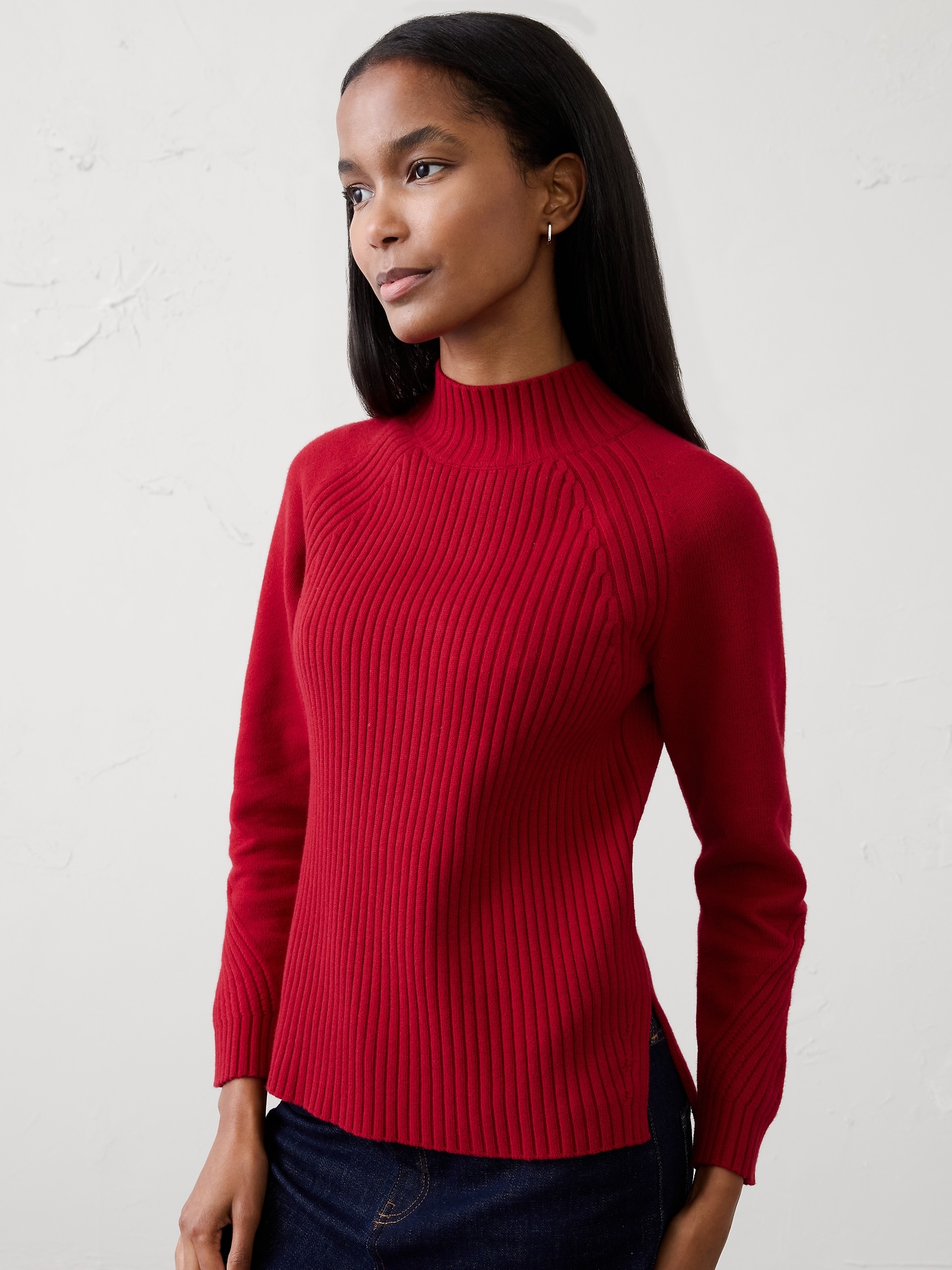 Mixed Ribbed Turtleneck Sweater