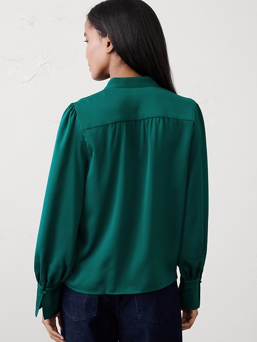 Crepe Volume-Sleeve Blouse | Banana Republic Factory