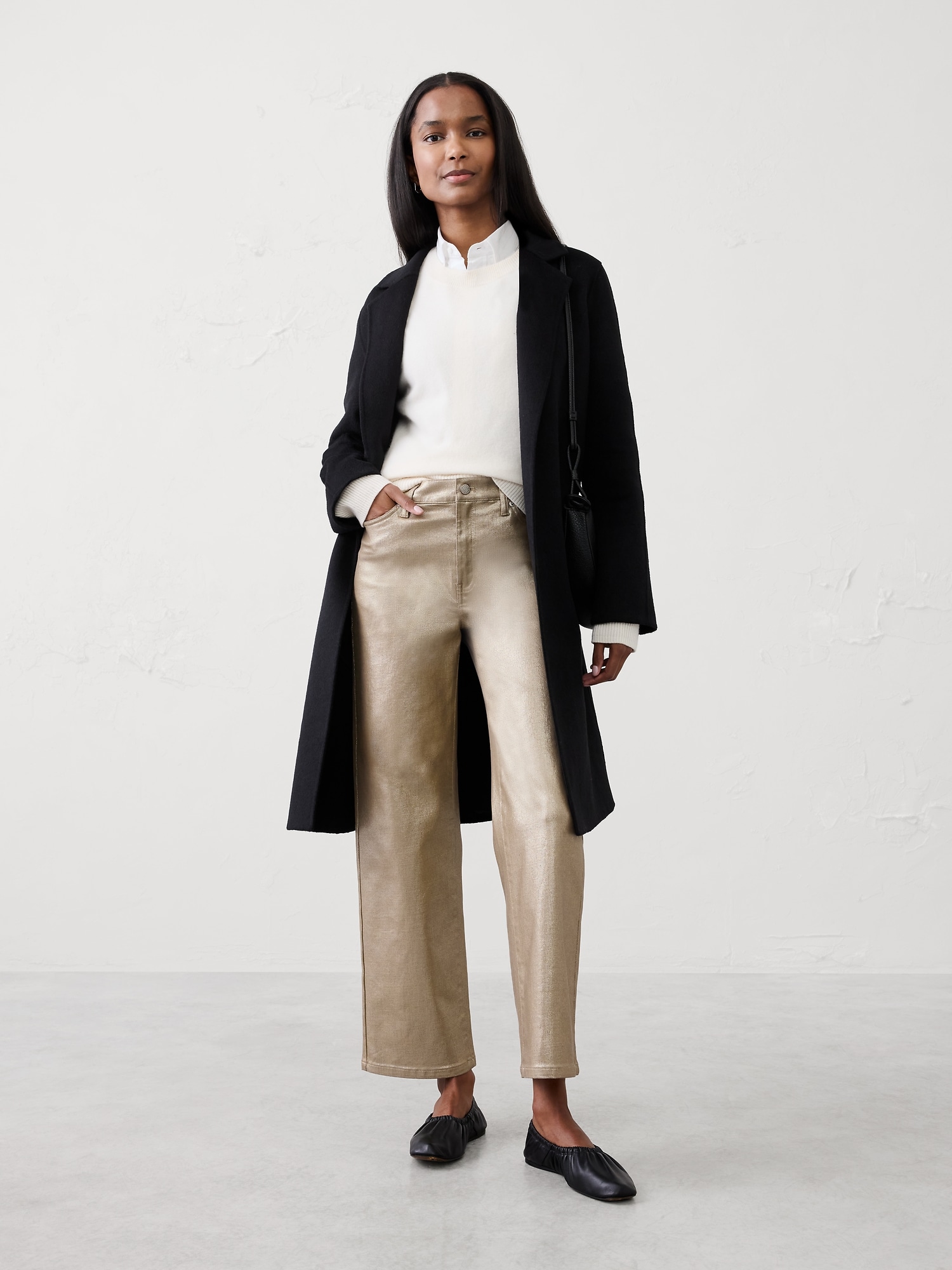 Image number 3 showing, Straight High-Rise Metallic Pant