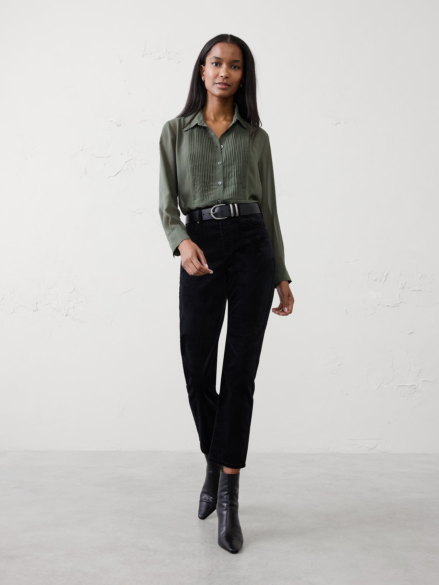 Tuxedo-Bib Blouse - Douglas Fir