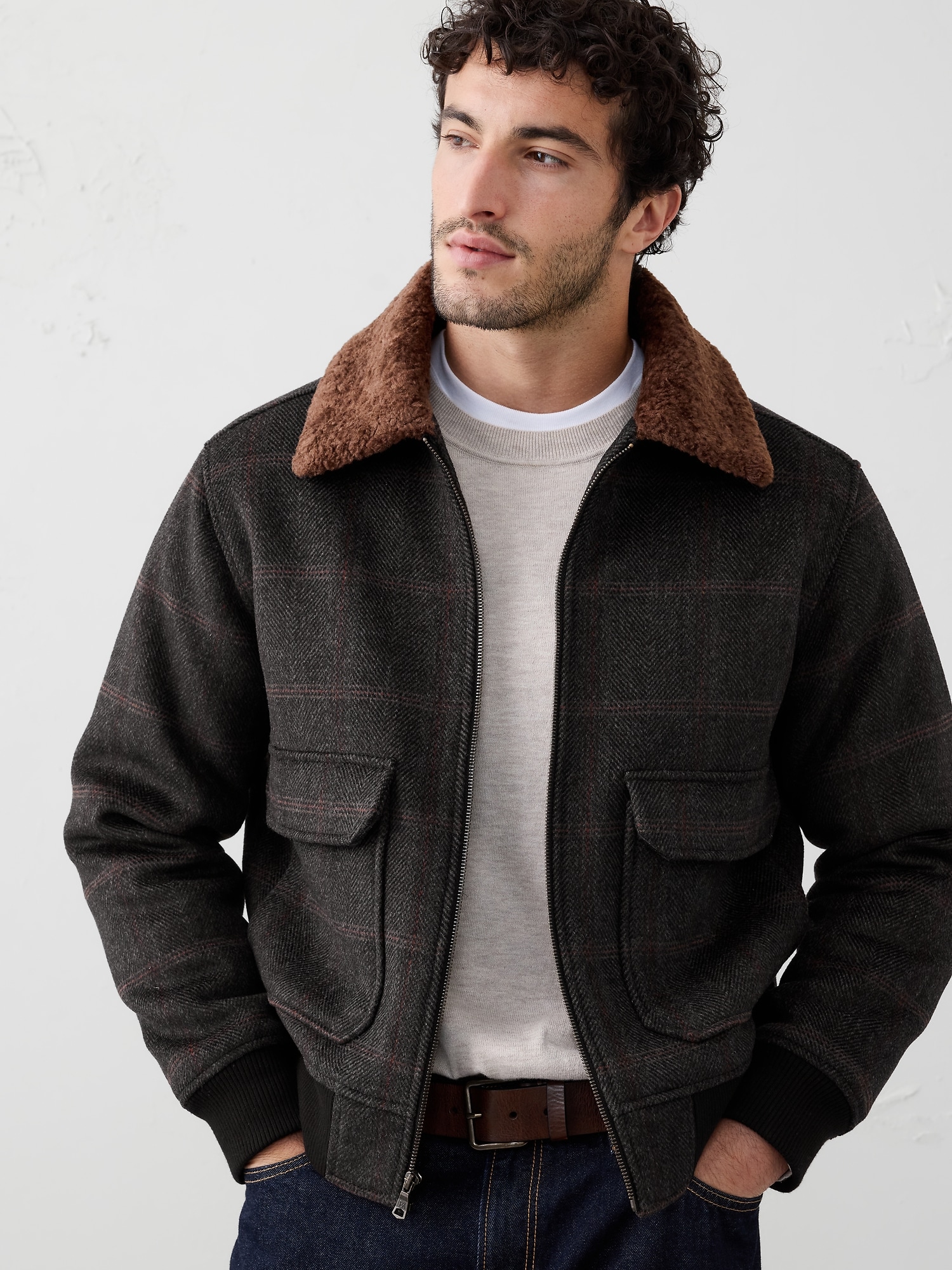Wool-Blend Bomber Jacket
