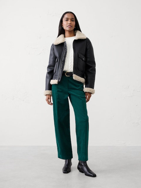 Straight Mid-Rise Corduroy Pant