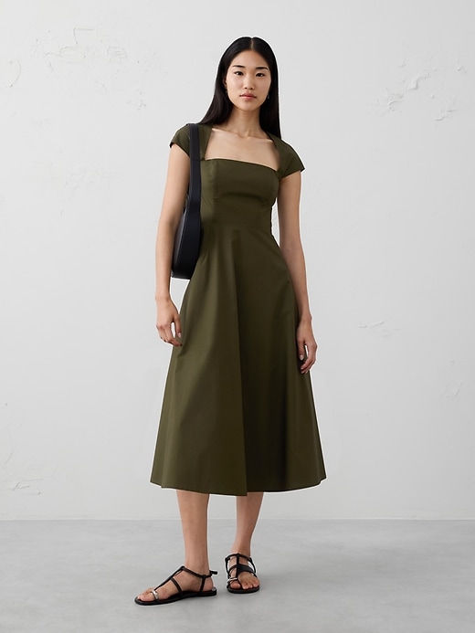 Square-Neck Midi Dress | Banana Republic Factory