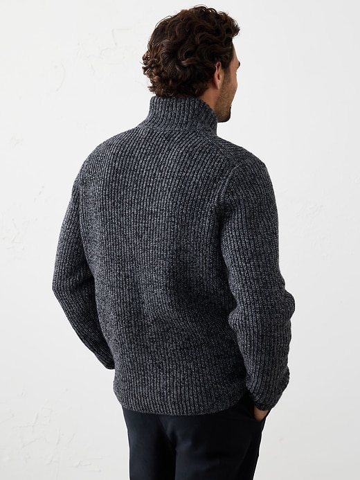 Marled Wrap-Neck Sweater