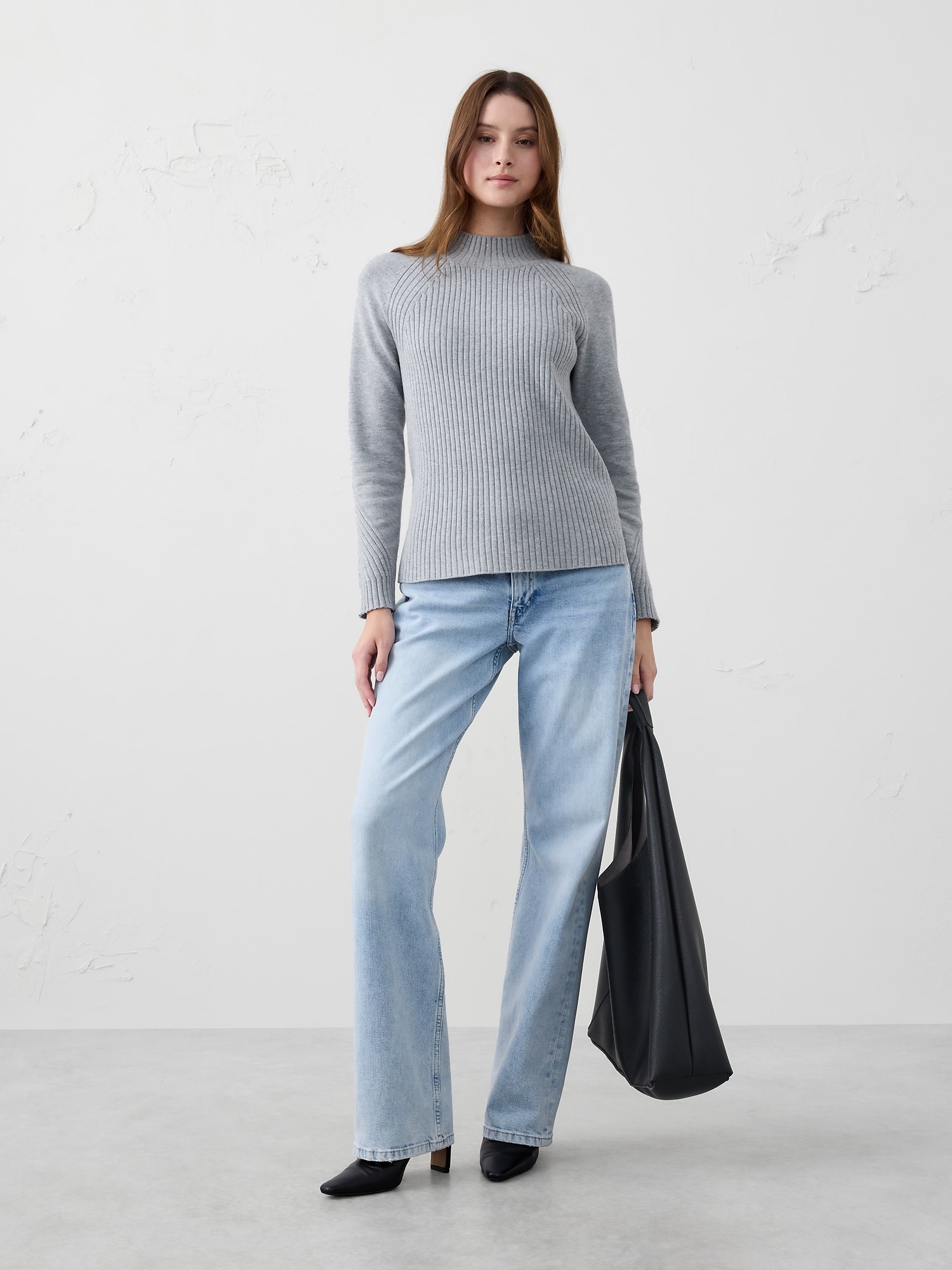 Ribbed Mock-Neck Sweater