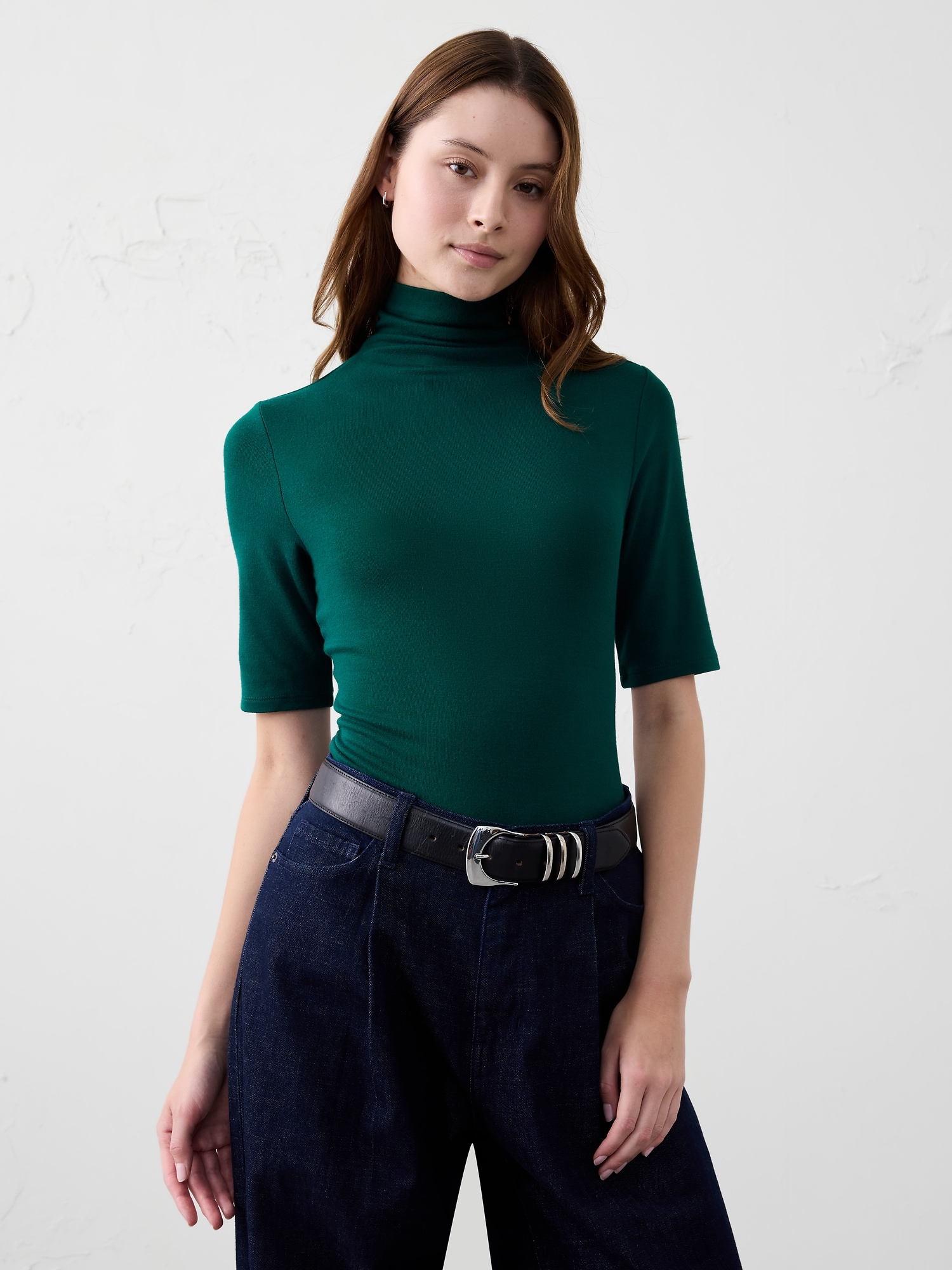 Soft Luxe Turtleneck Top - Sapphire Green