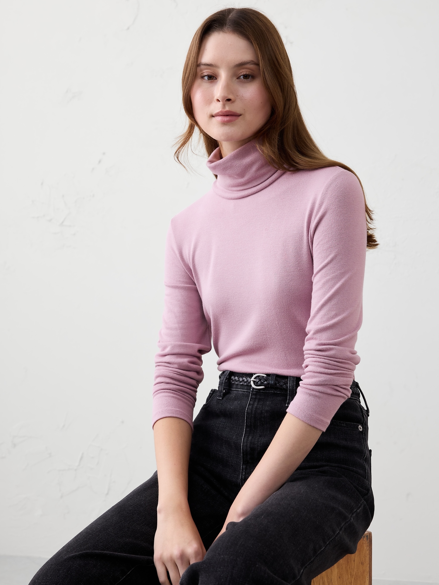 Soft Luxe Turtleneck Top - Sugar Lilac