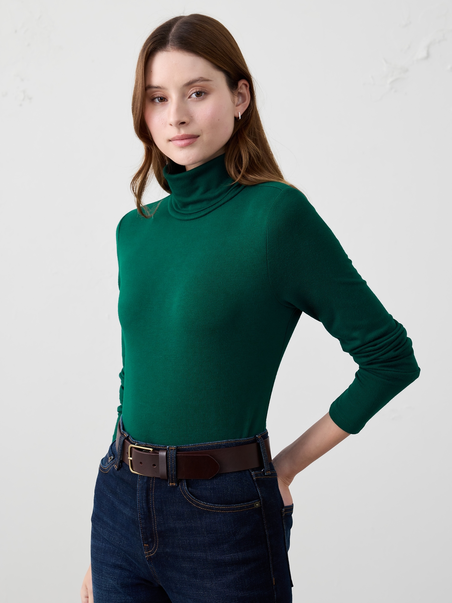 Soft Luxe Turtleneck Top - Sapphire Green