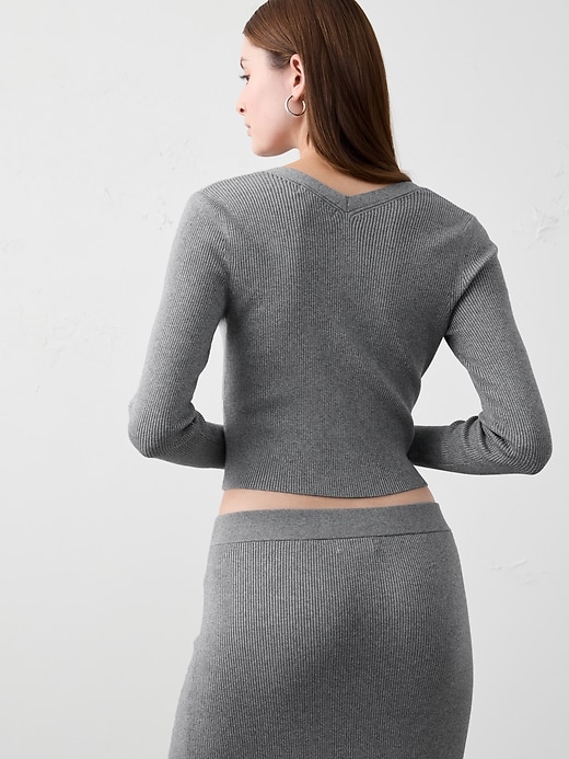 Lurex Ribbed Cardigan Sweater