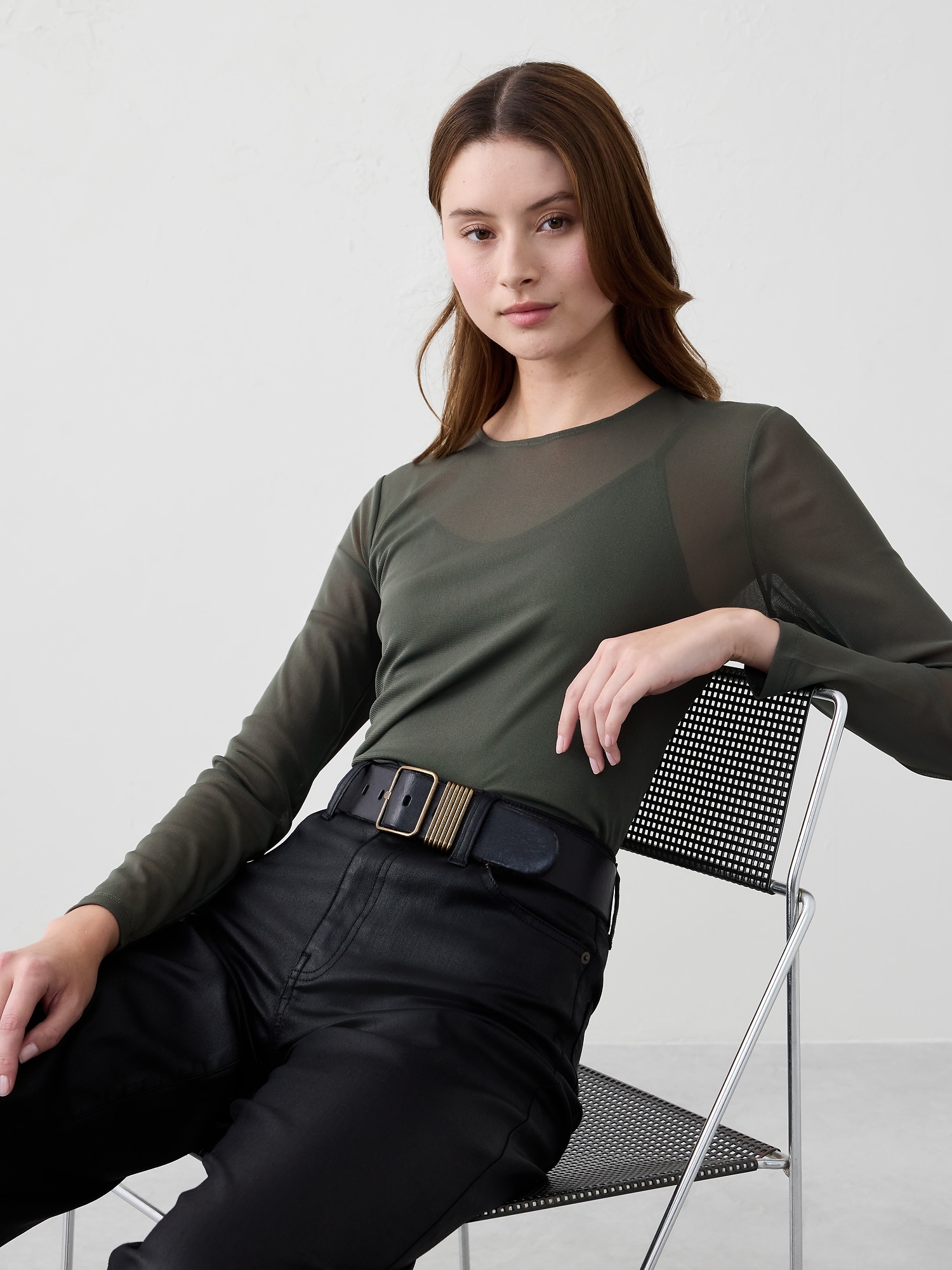 Mesh Crew-Neck Top