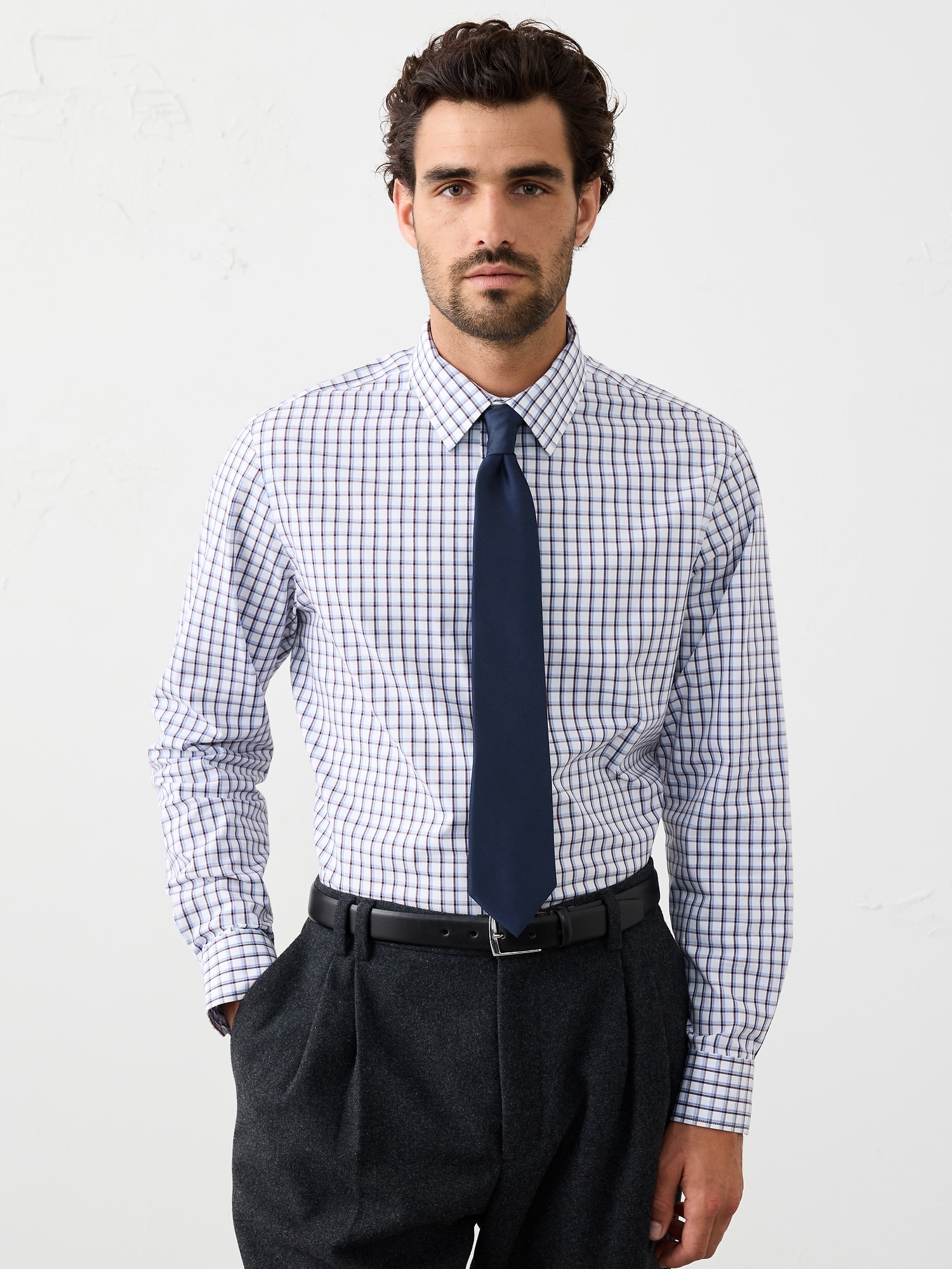 Athletic-Fit Dress Shirt - Red Plaid