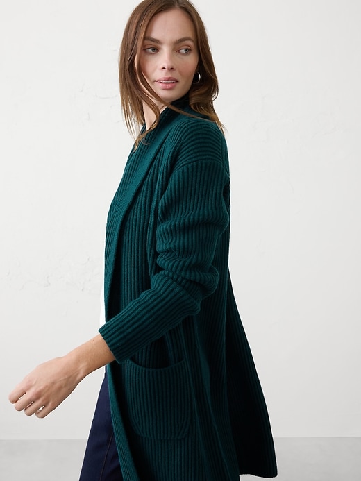 Oversized Ribbed Shawl-Neck Sweater Coat | Banana Republic Factory
