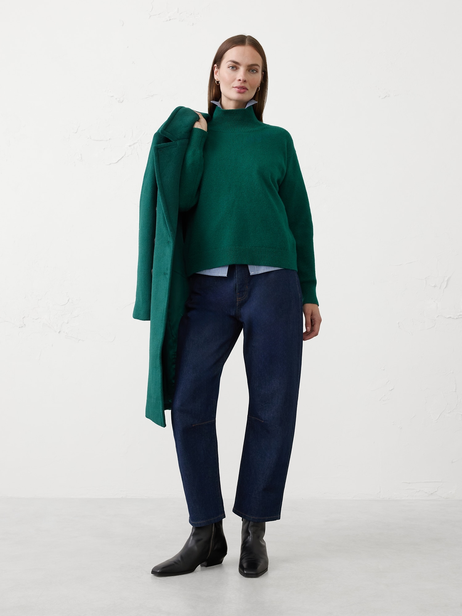 Cozy Turtleneck Pullover Sweater - Sapphire Green