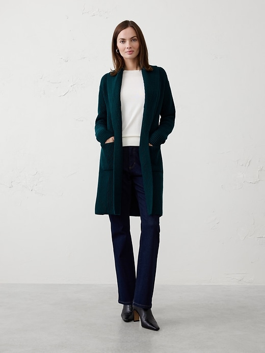 Oversized Ribbed Shawl-Neck Sweater Coat | Banana Republic Factory