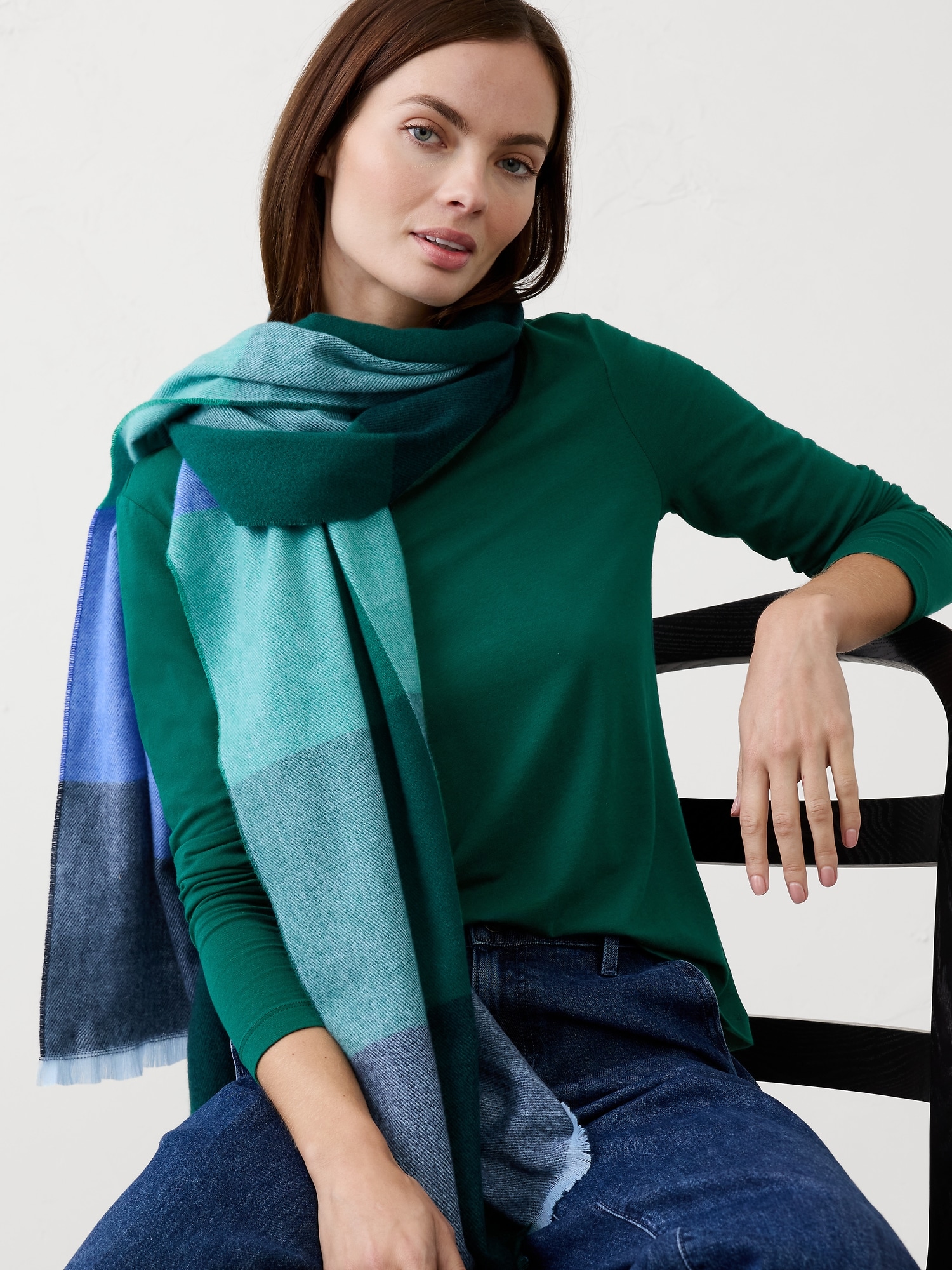 Timeless Long-Sleeve Crew-Neck T-Shirt - Sapphire Green