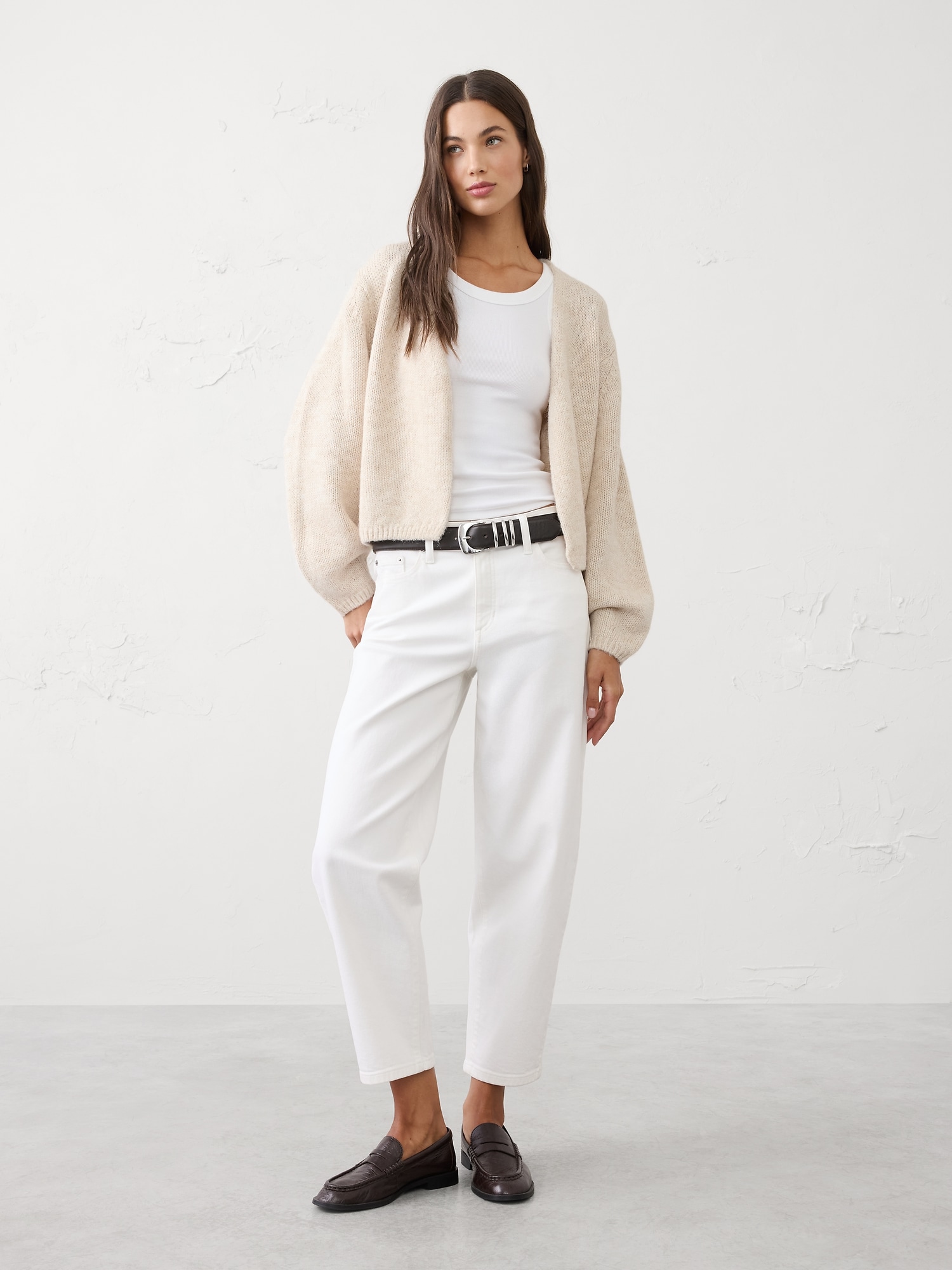 Brushed Cozy Open-Front Cardigan Sweater - Oatmeal Heather