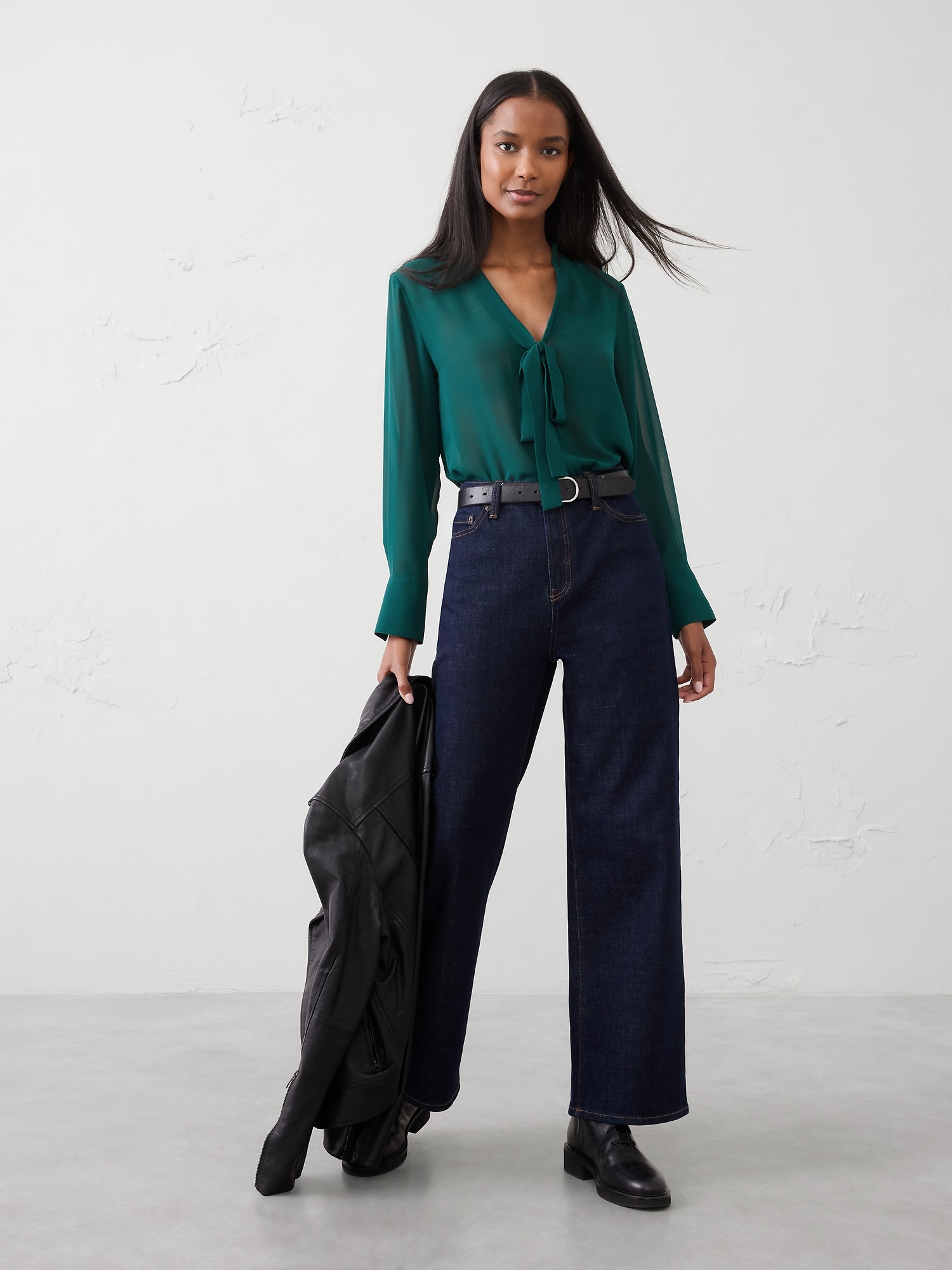 Tie-Neck Blouse - Sapphire Green