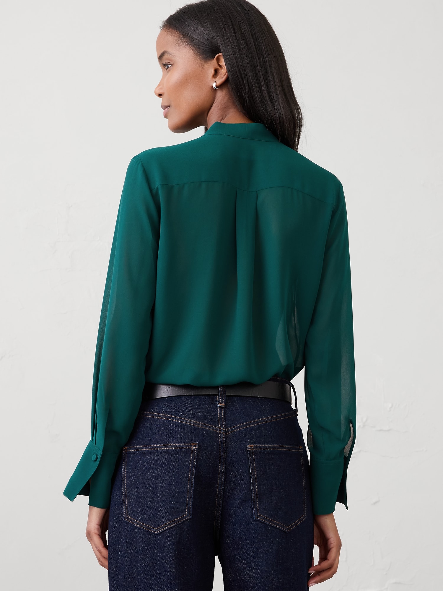Image number 5 showing, Tie-Neck Blouse