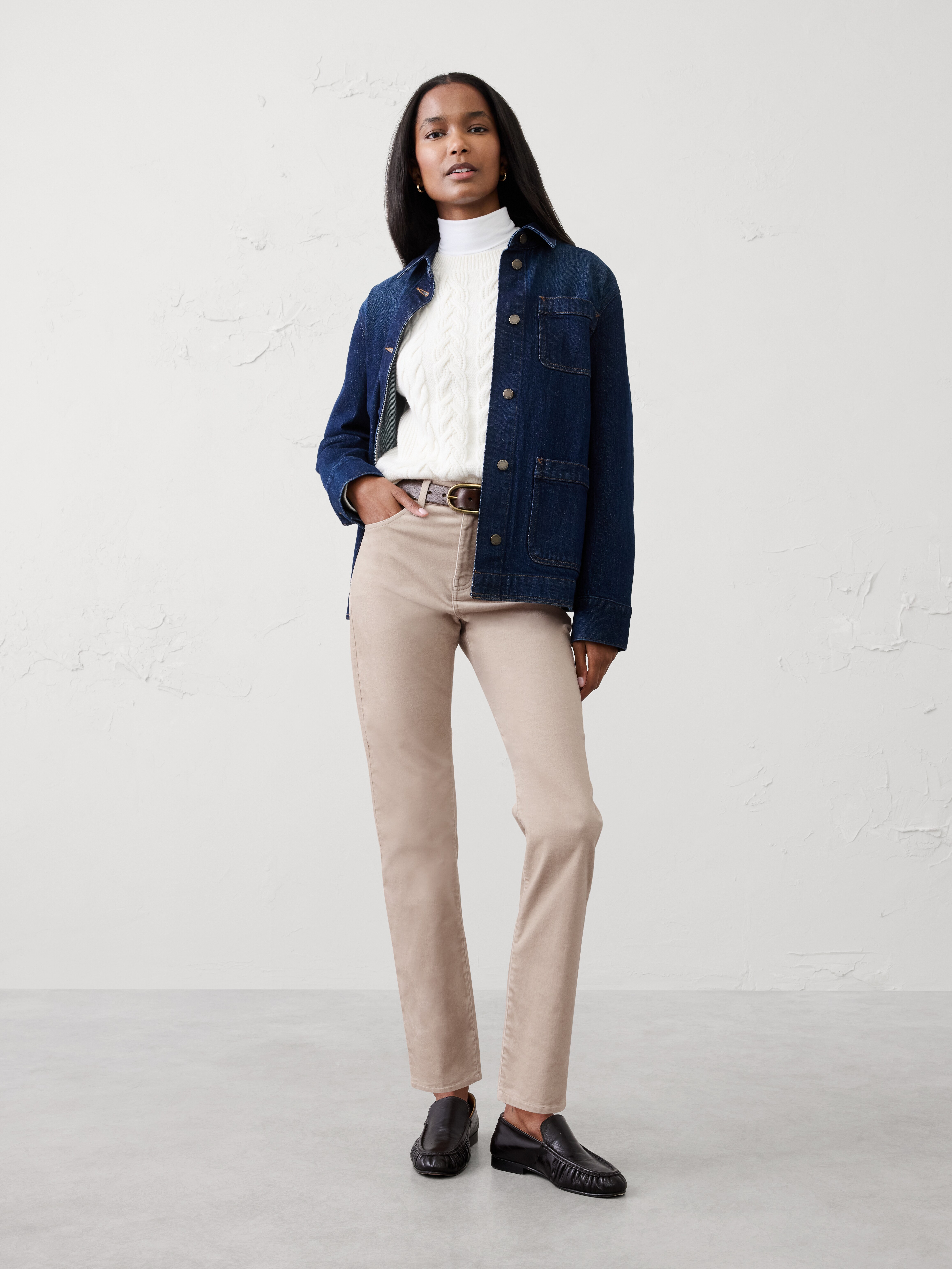 Slim High-Rise Velvet Pants