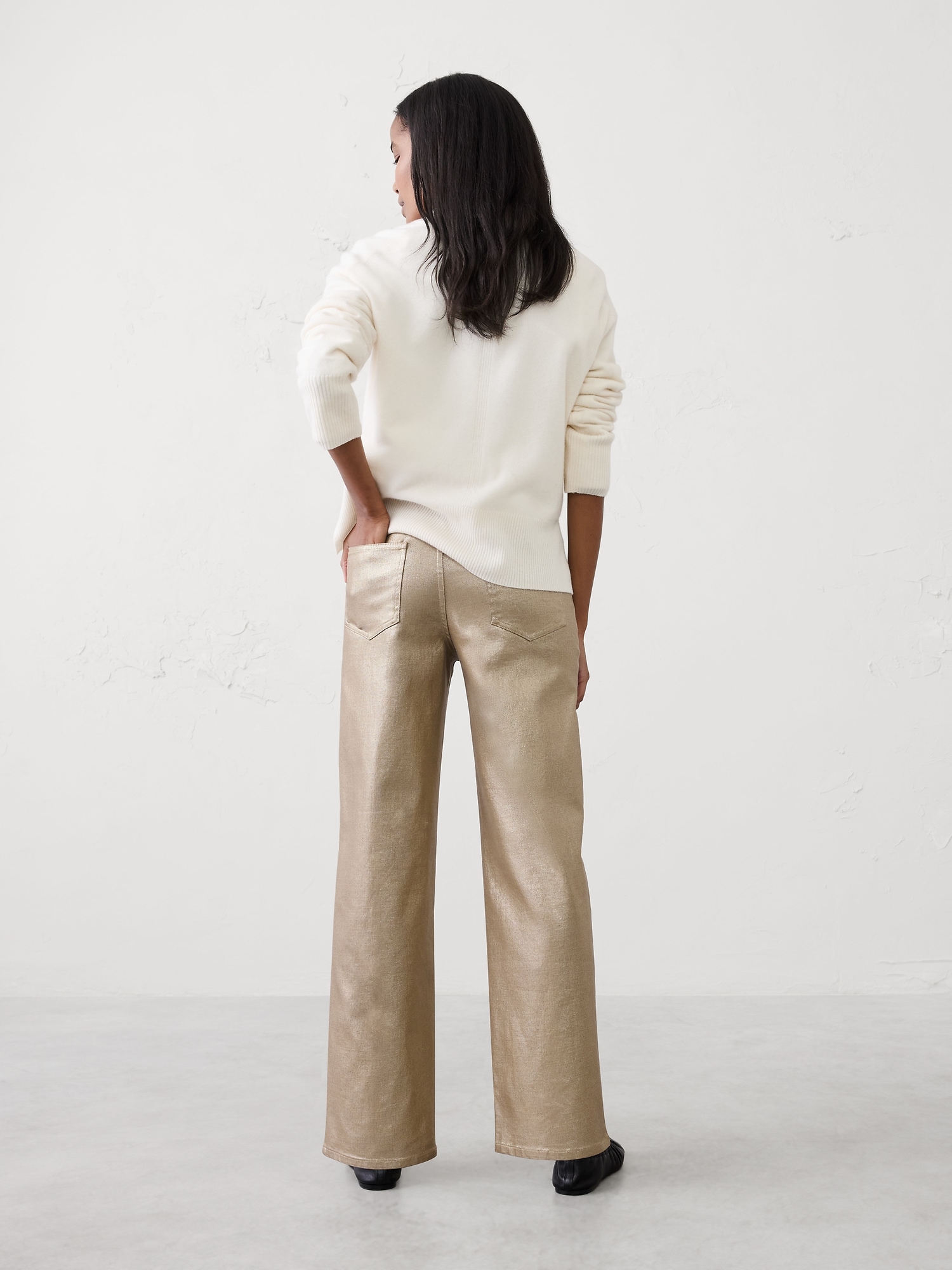 Image number 2 showing, Straight High-Rise Metallic Pant