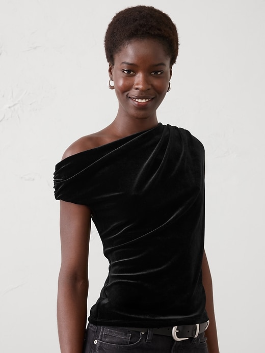 Velvet Mock-Neck Top