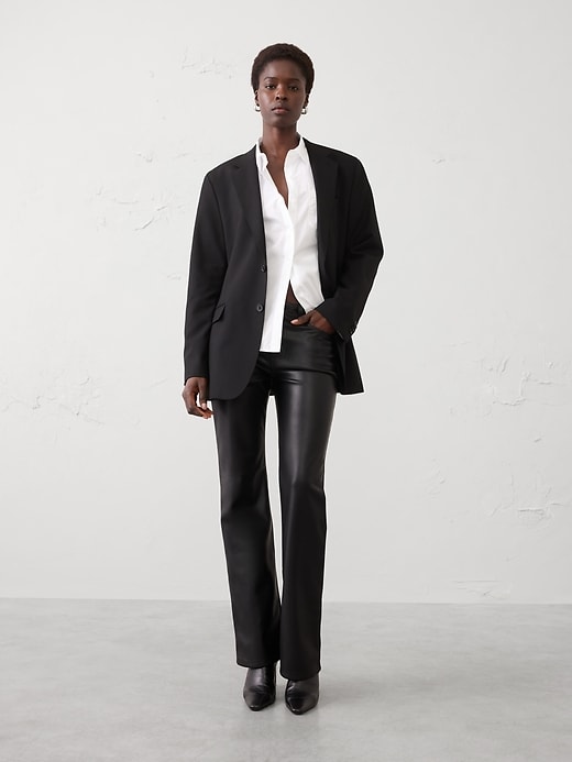 Straight High-Rise Metallic Pant