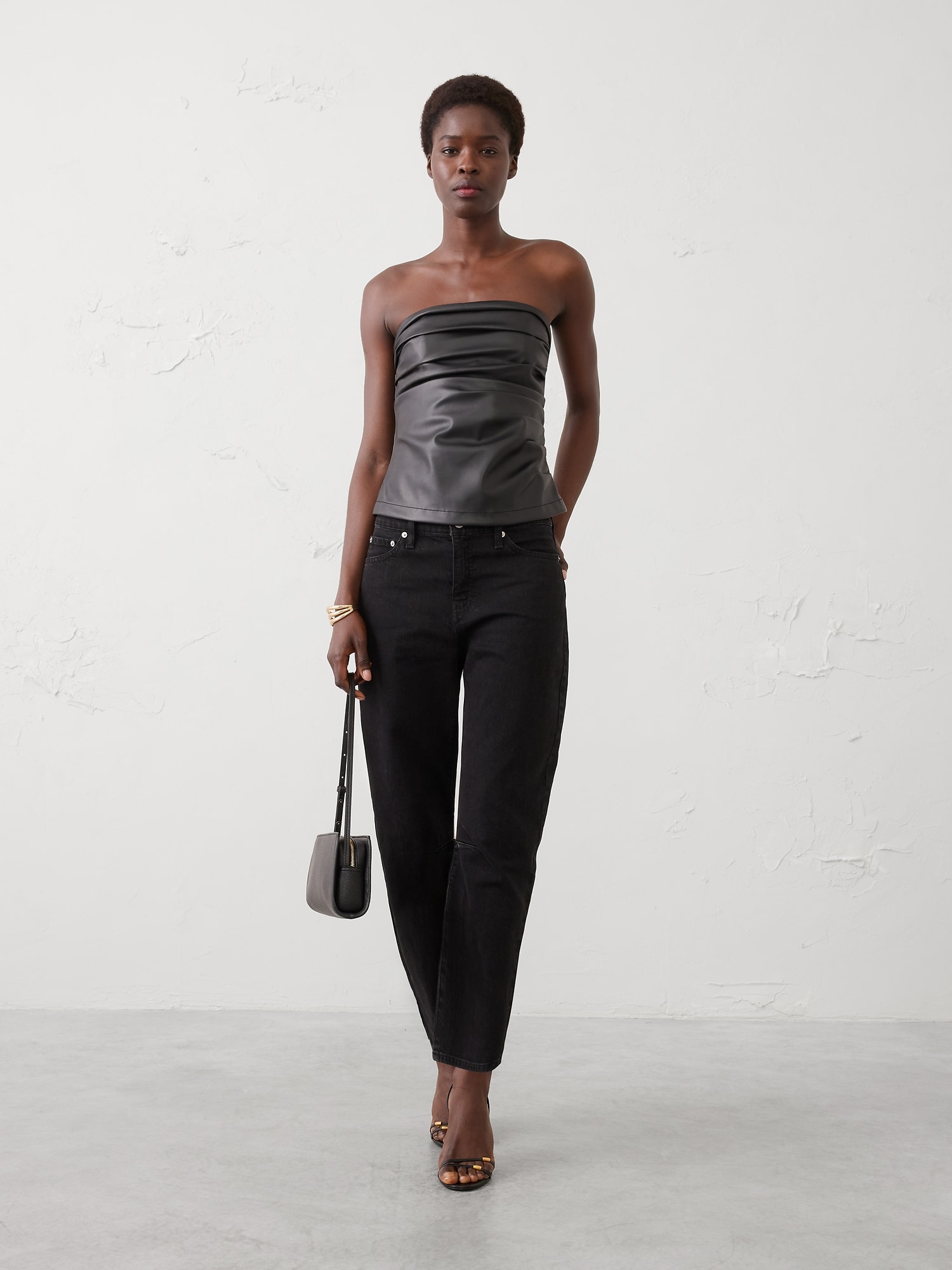 Image number 1 showing, Vegan Leather Pleated Bustier