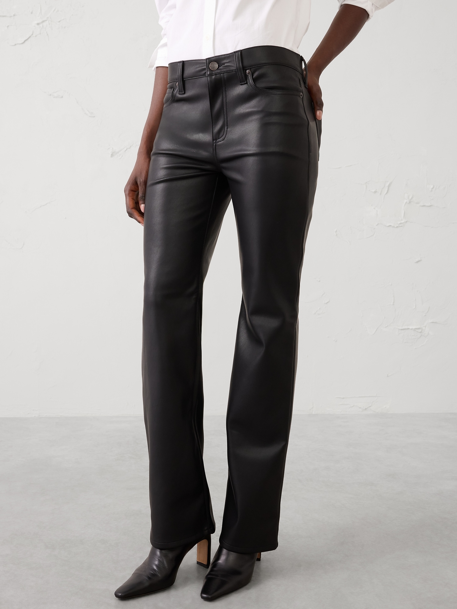 Image number 3 showing, Vegan Leather Bootcut Mid-Rise Pant