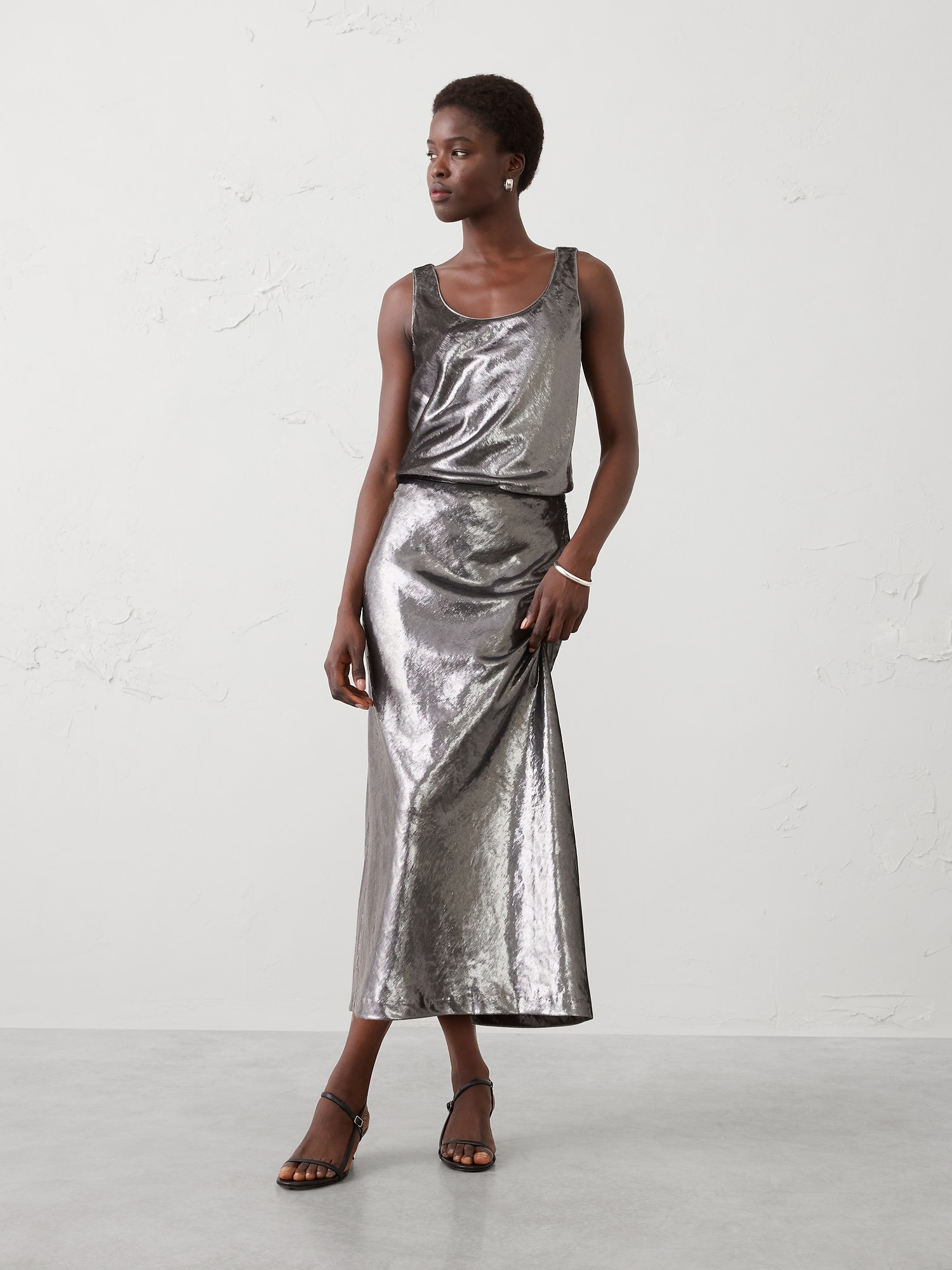 Velvet Shimmer Midi Skirt