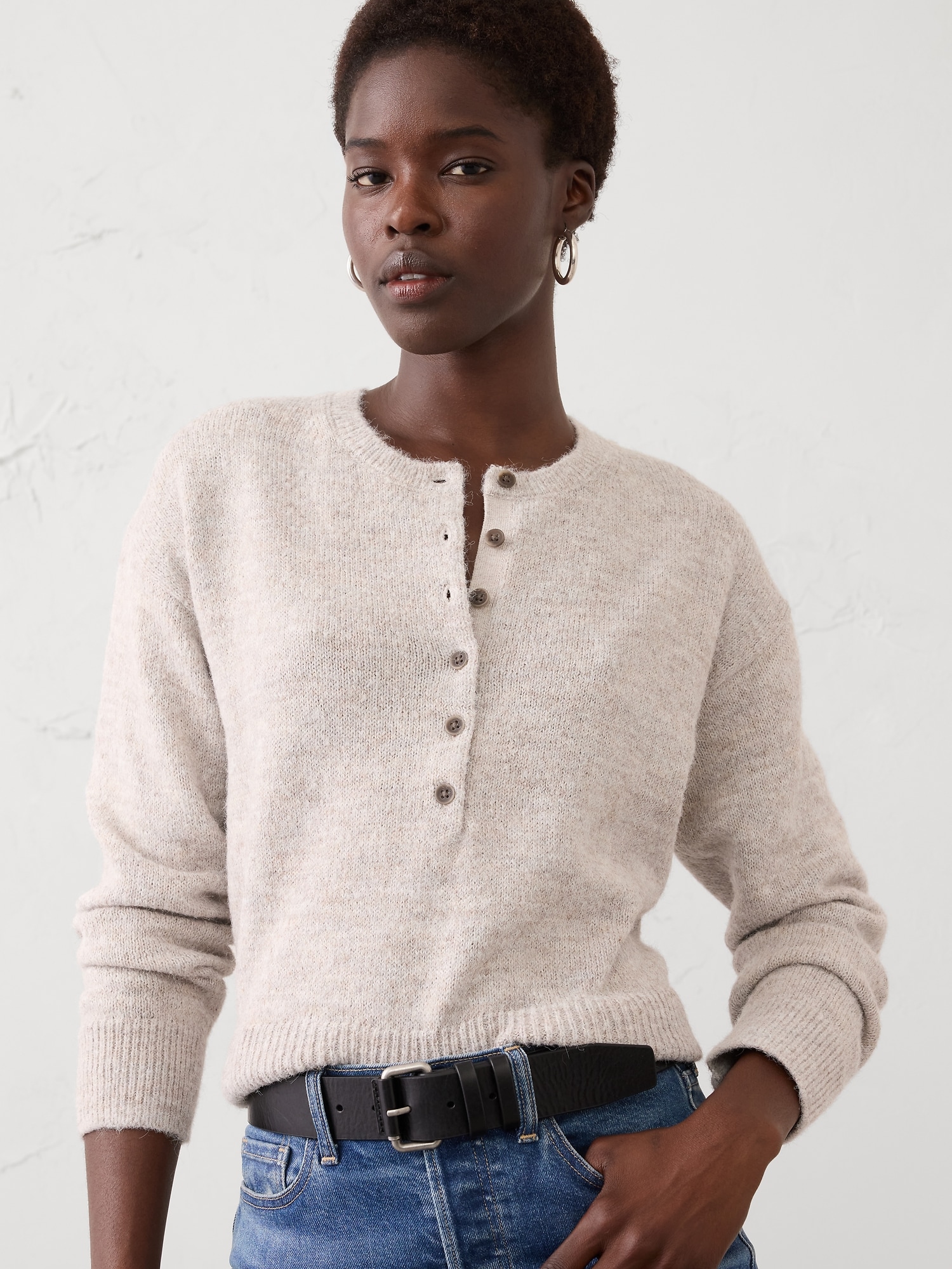 Image number 5 showing, Henley Brushed Pullover Sweater