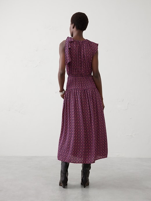 Shirred-Neck Drop-Waist Midi Dress | Banana Republic Factory Shirred-Neck Drop-Waist Midi Dress | Banana Republic Factory
