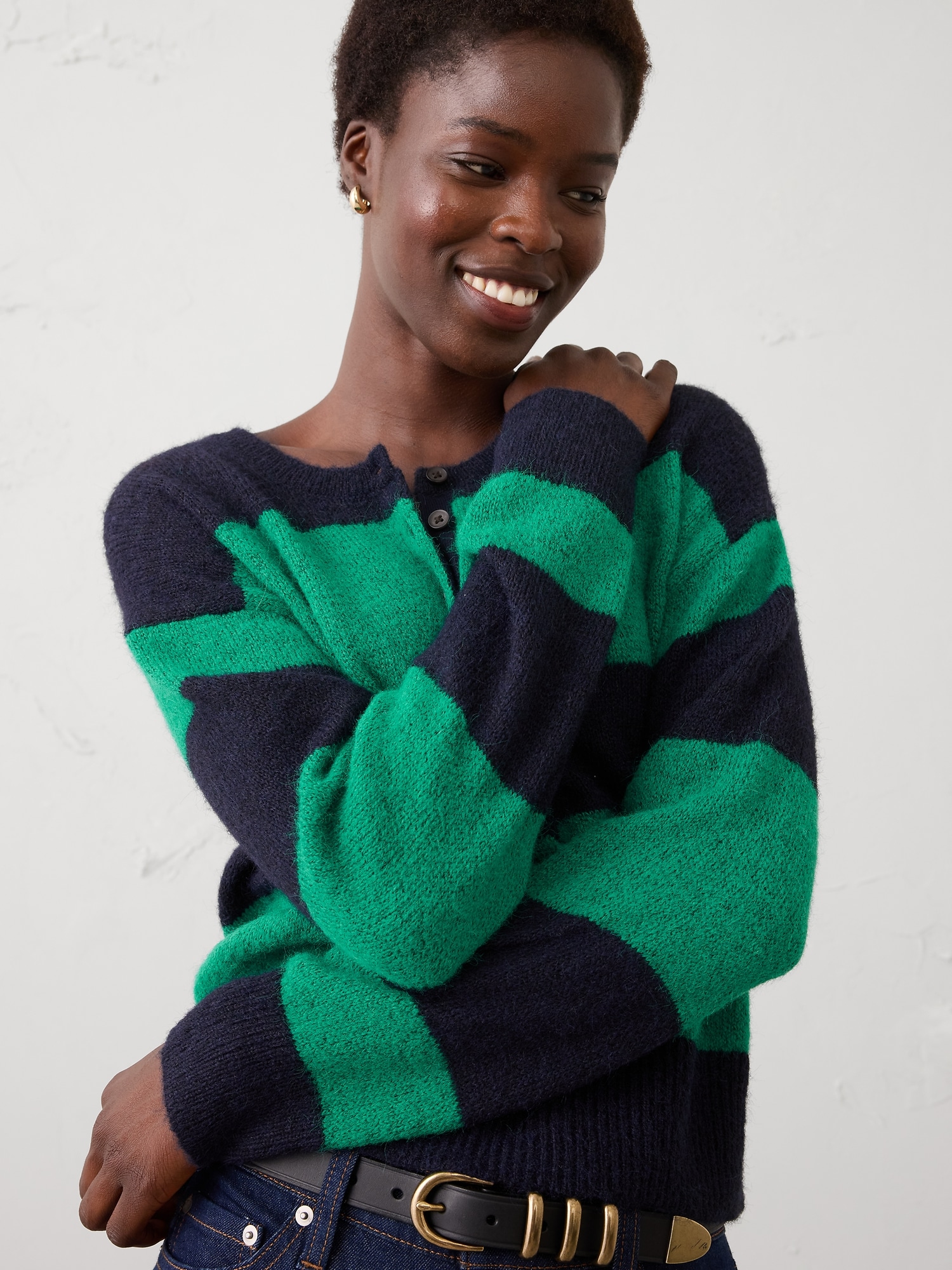 Image number 1 showing, Henley Brushed Pullover Sweater