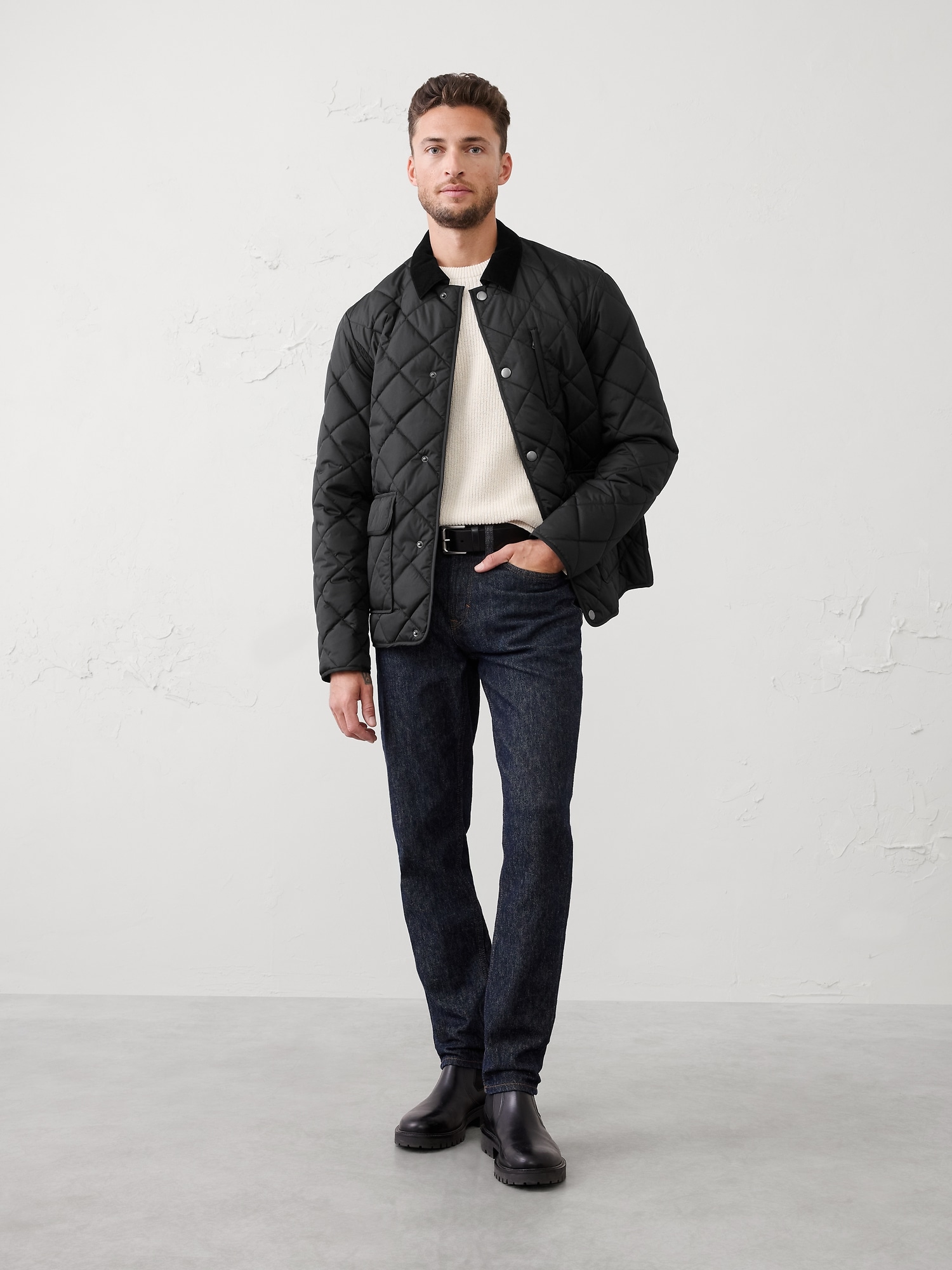 Diamond Quilted Jacket - Black
