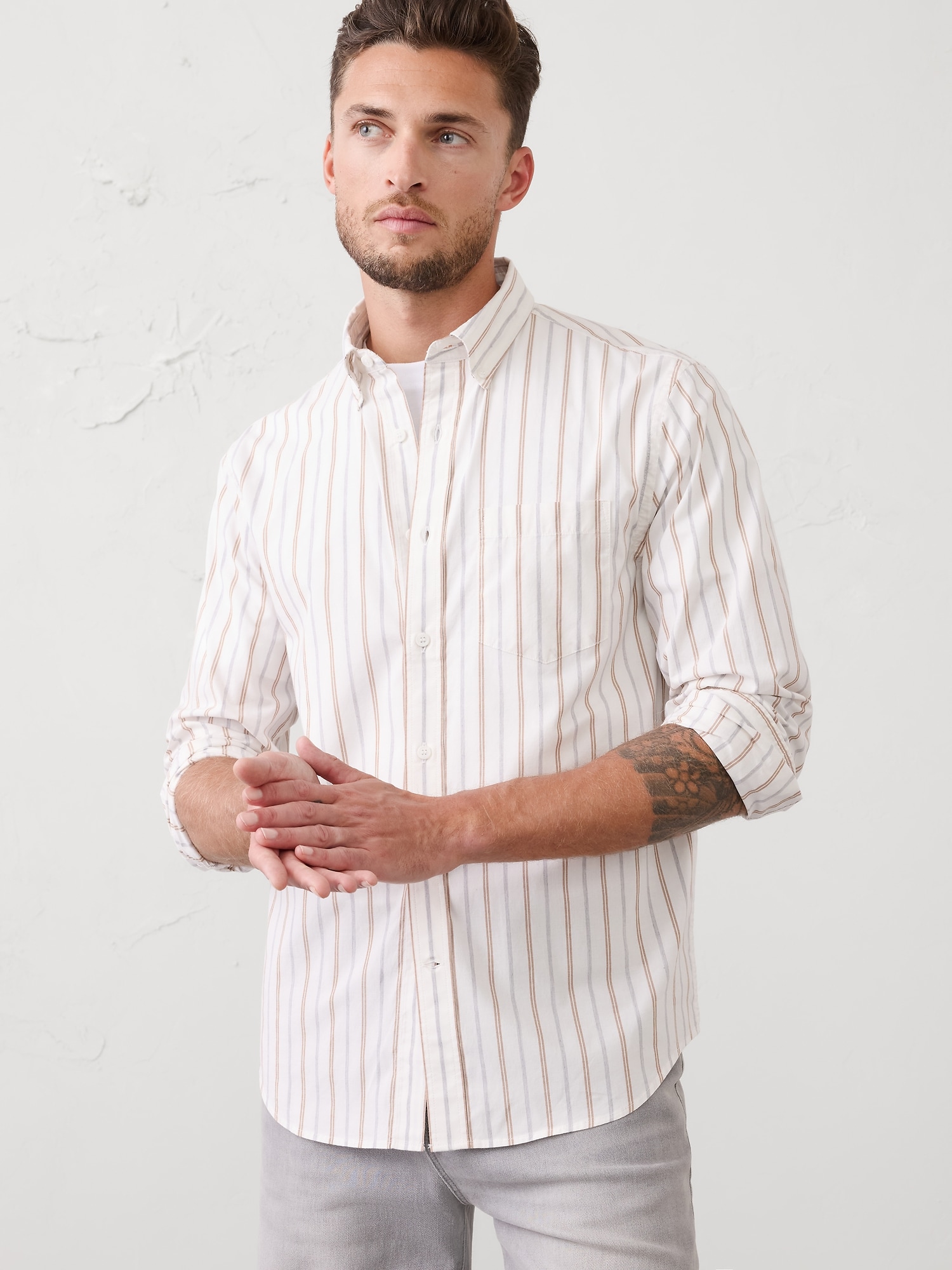 Slim-Fit Softwash Cotton Shirt - Multi Stripe
