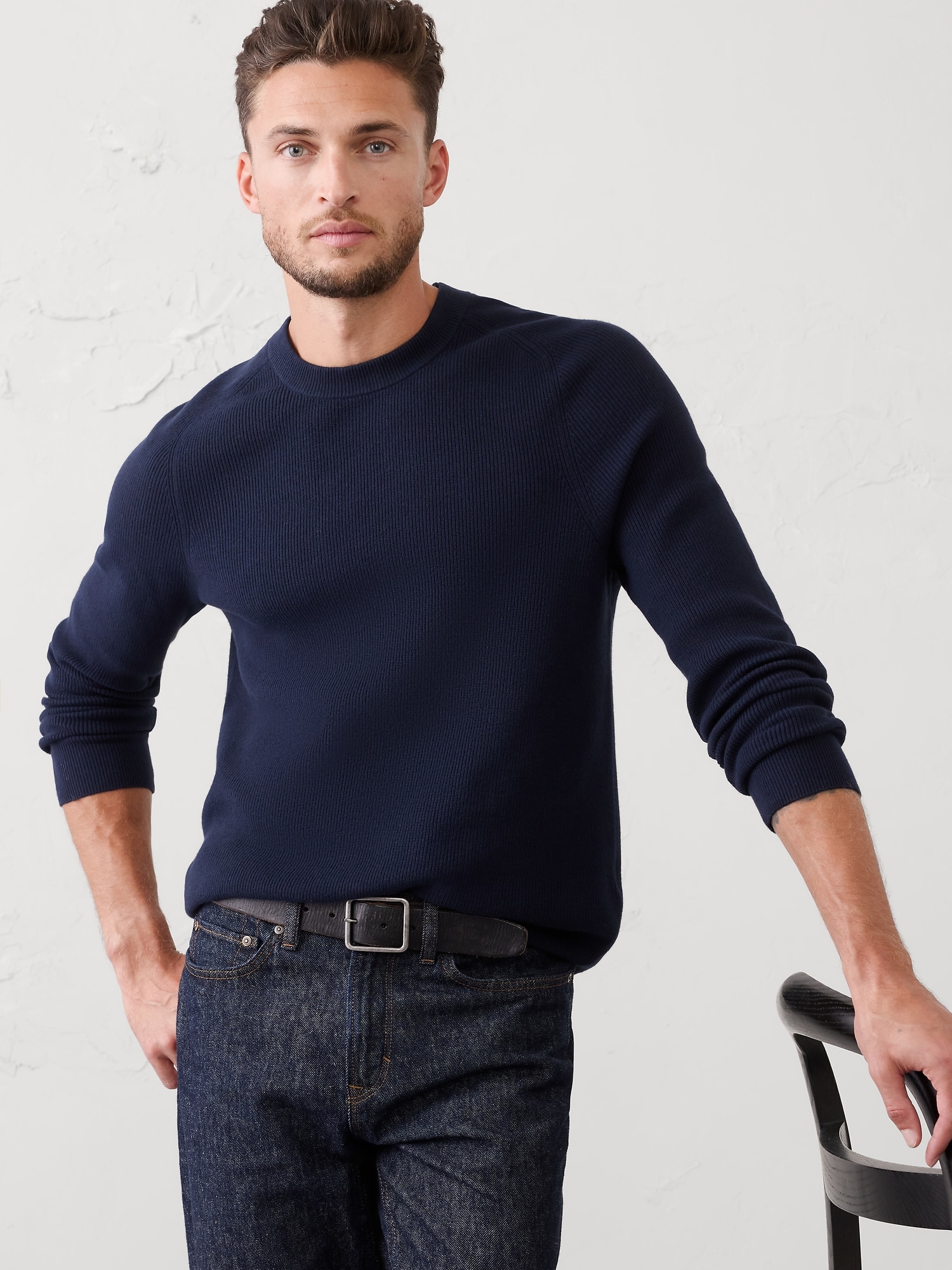 Cloud Soft Ribbed Sweater - Preppy Navy