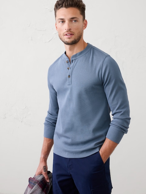 Standard-Fit Mini Ribbed Henley