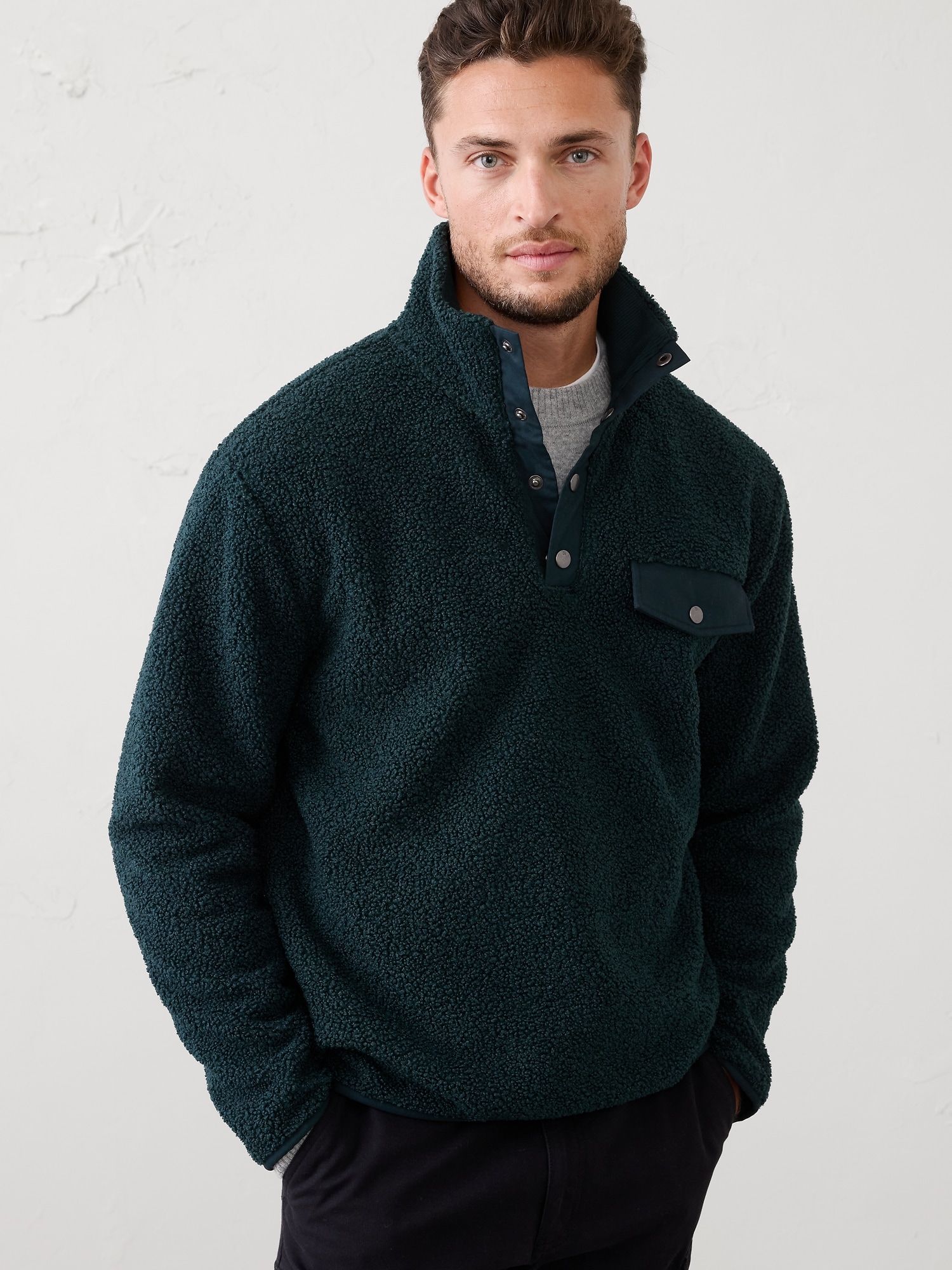 Quarter Snap Sherpa - Storm Slate