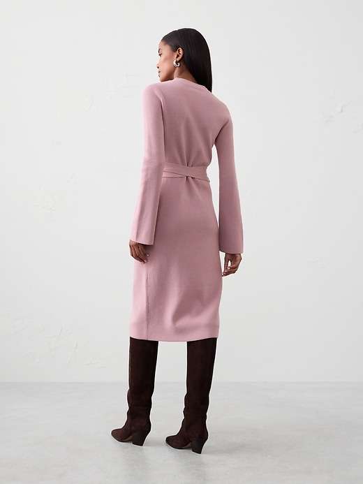 Wrap Knee Length Sweater Dress