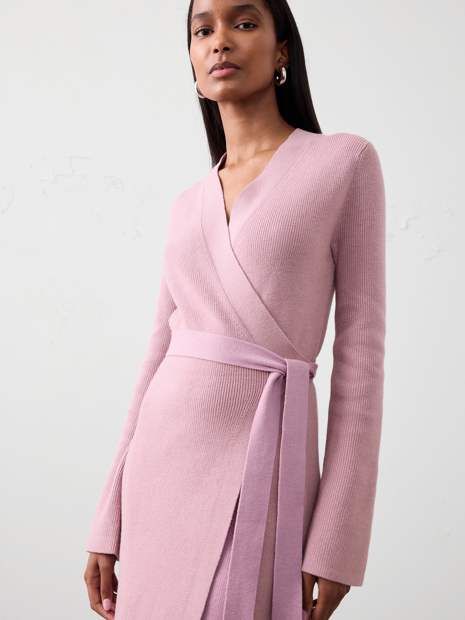 Image number 3 showing, Wrap Knee Length Sweater Dress