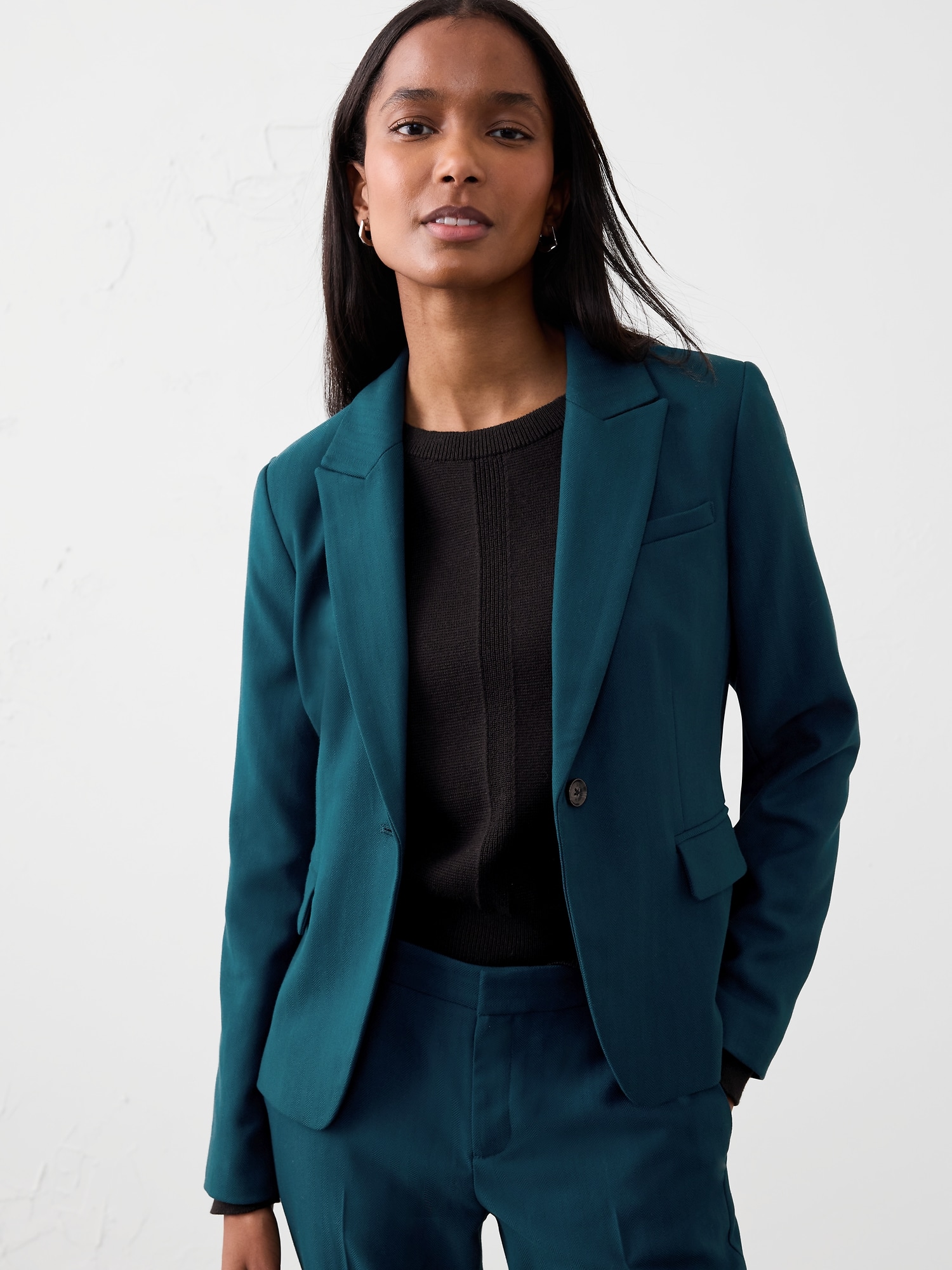 Classic Herringbone Blazer