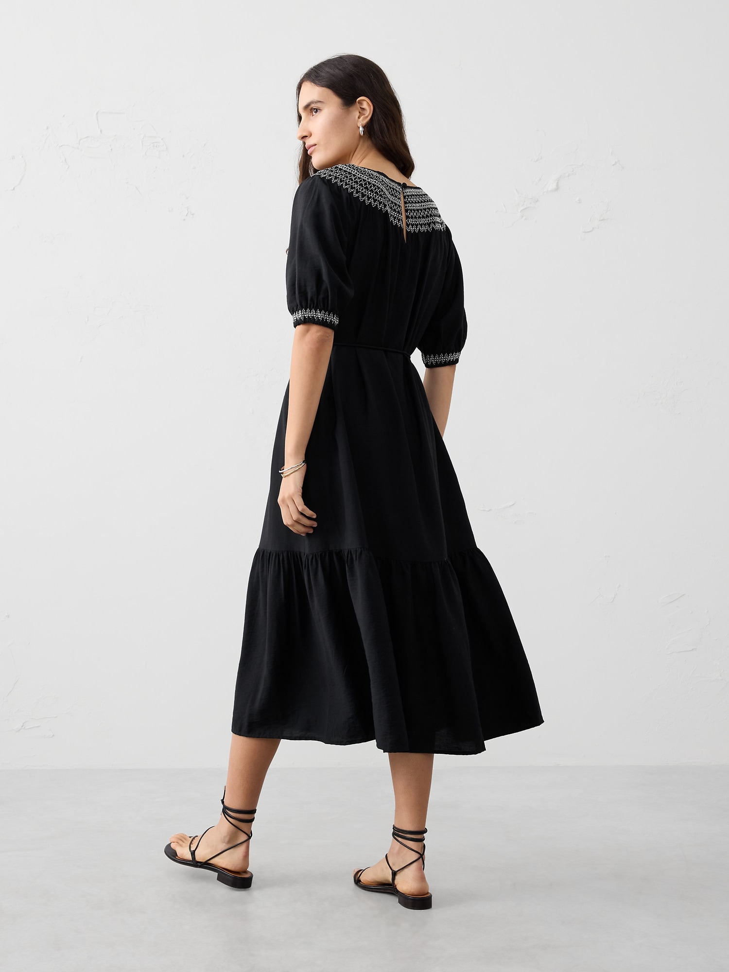 Image number 2 showing, 3/4 Sleeve Embroidered Dress