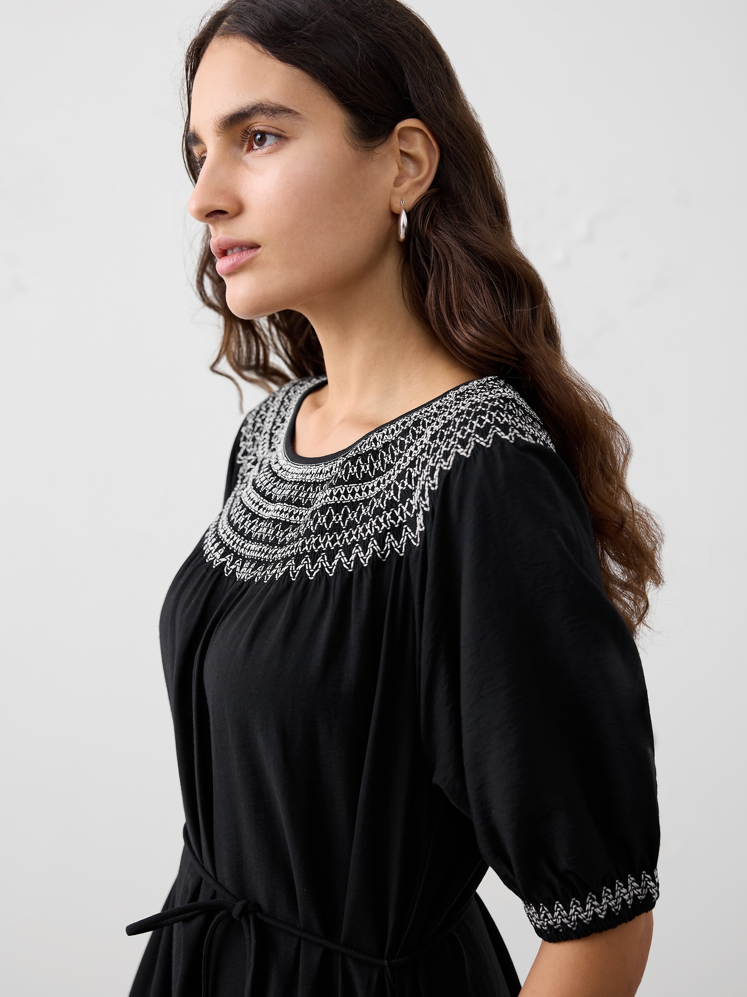 Image number 3 showing, 3/4 Sleeve Embroidered Dress